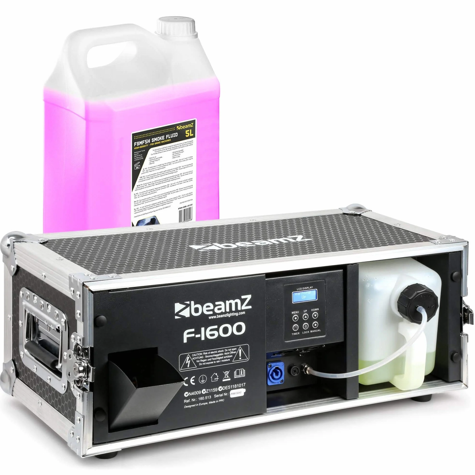 BeamZ F1600 DMX máquina de humo fazer en flight case incl. 5 litros de líquido de humo