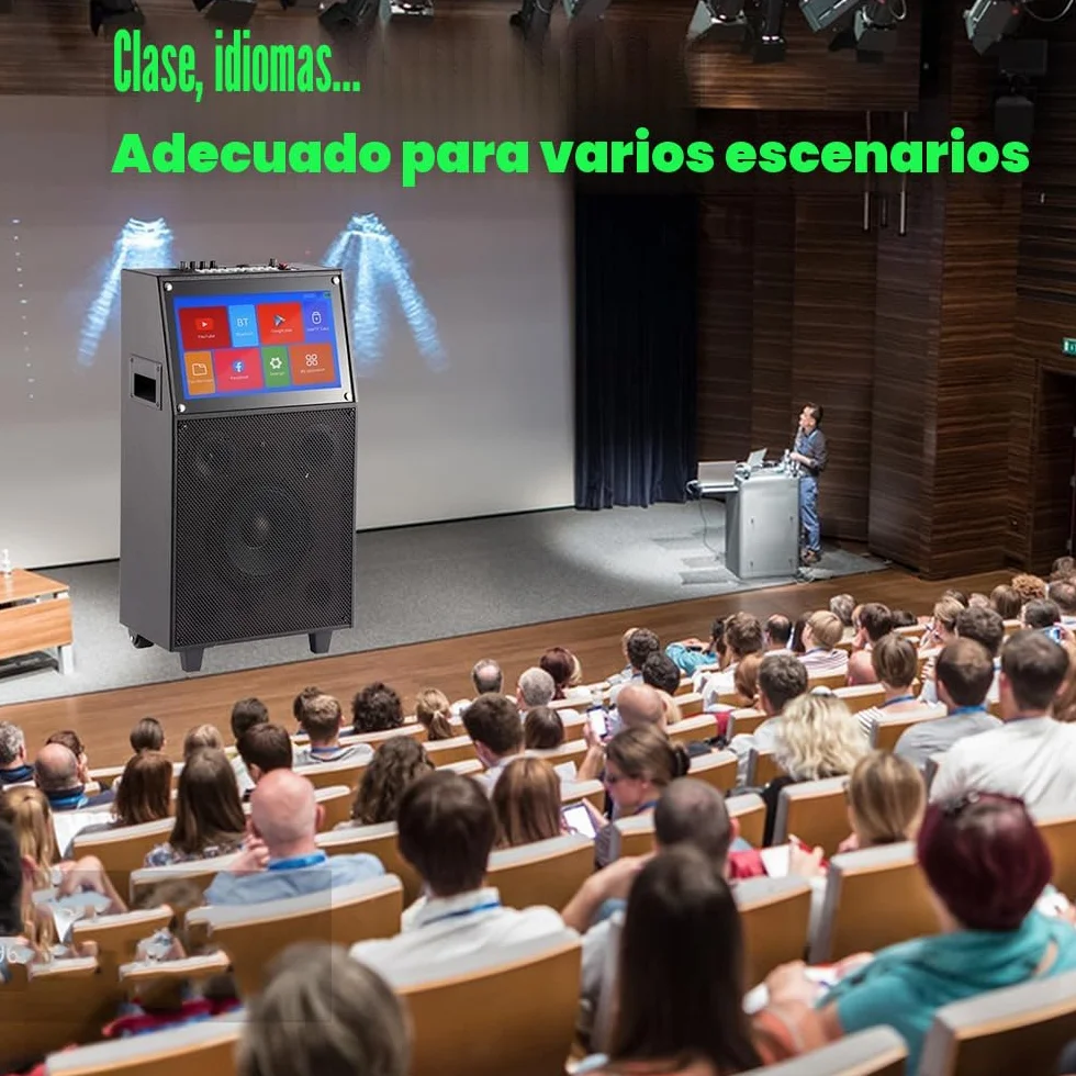 Máquina de karaoke con pantalla táctil para mostrar letras, pantalla de proyección, altavoz Bluetooth, micrófono, set con WiFi incorporado, adecuado para reuniones, fiestas, canto, concursos