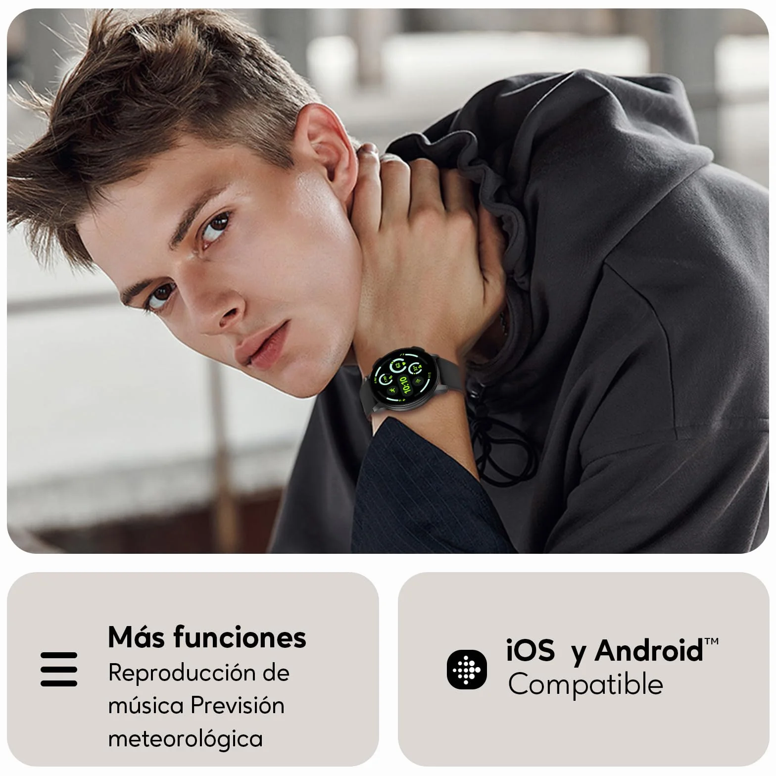 AcclaFit Reloj Inteligente Hombre Mujer con Llamadas Bluetooth, Smartwatch Esfera Redonda 1,38" con Pulsómetro, Monitor de Sueño, IP68 Impermeable, Compatible con Android iOS - Regalo Día del Padre