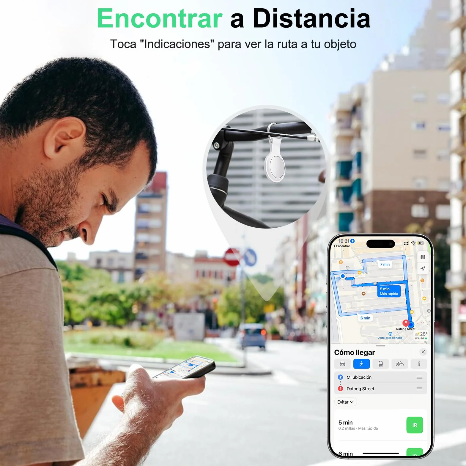 Smart Air Tracker Tag para Apple Buscar (Solo iOS), Bluetooth Rastreador para Llaves, Blanco, Paquete de 1