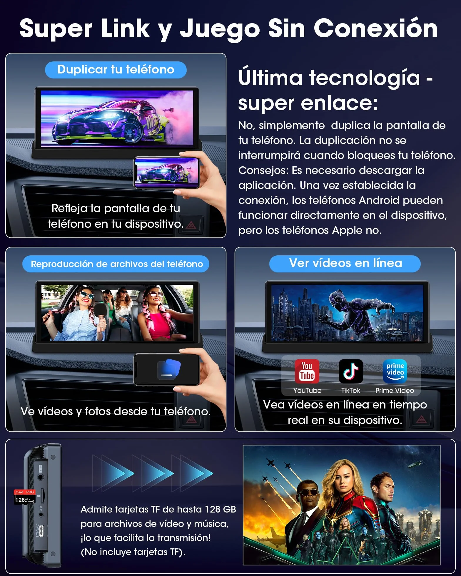2026 Exclusividad Pantalla Carplay Android Auto Inalambrico, Universal Pantalla Coche Táctil de 10,26 Pulgadas Carplay Coche con Cámara de Marcha Atrás, p antalla Android Auto con Navegación GPS
