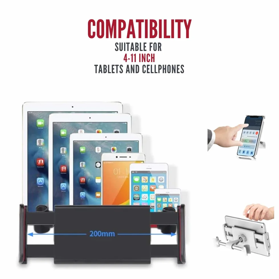 MAGIC SELECT Soporte Reposacabezas Coche Tablet 4.7-11 Pulgadas Rotación 360° Almohadillas Silicona Antideslizantes