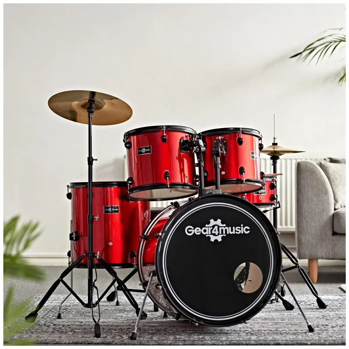 Batería de Principiantes Tamaño Completo BDK-1 de Gear4music Roja