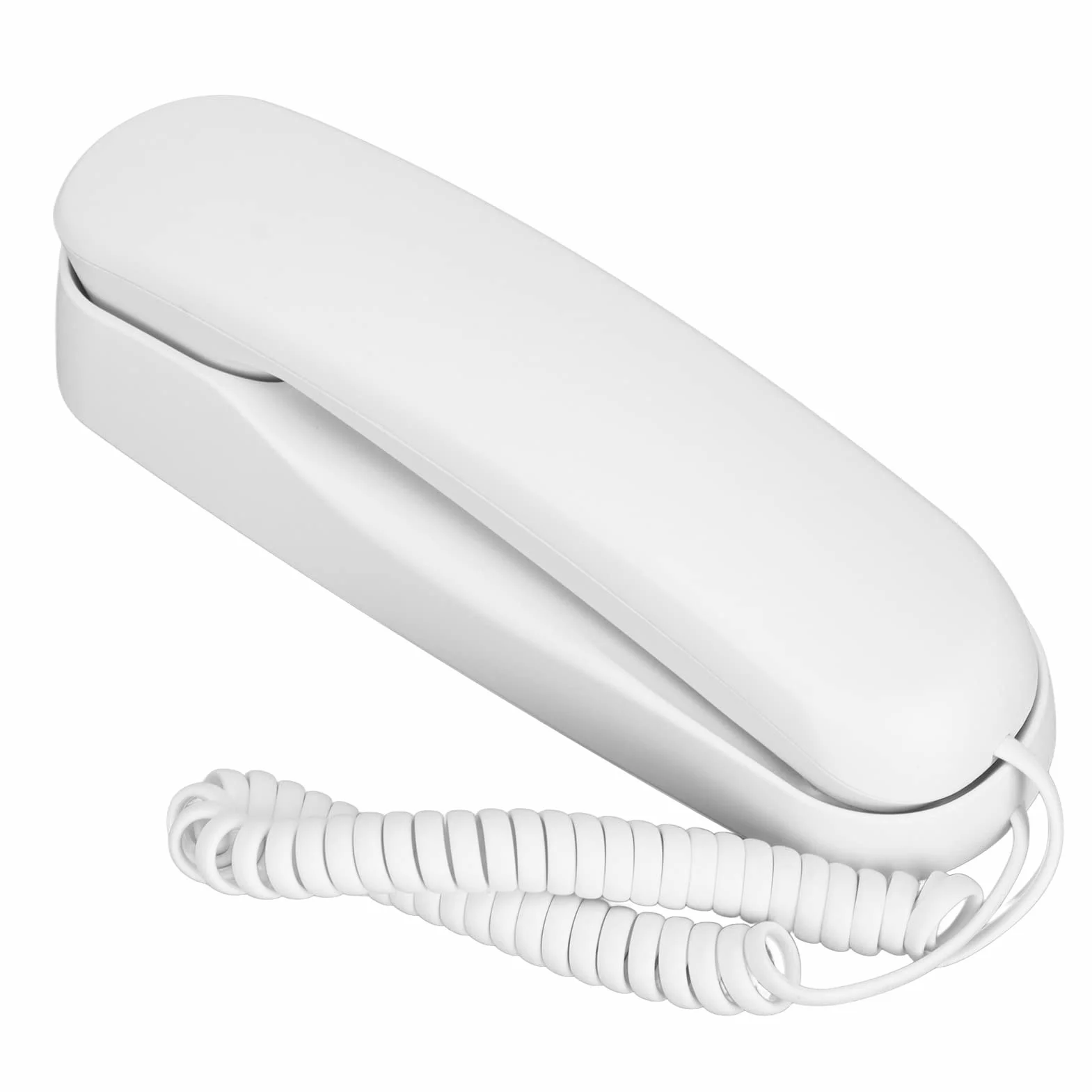 Teléfono alámbrico, Blanco pequeño Escritorio montable en la Pared teléfono de línea Fija con Cable, Soporte para Parpadeo, rellamada, Silencio, Pausa, para la Oficina Hotel Casa Escuela
