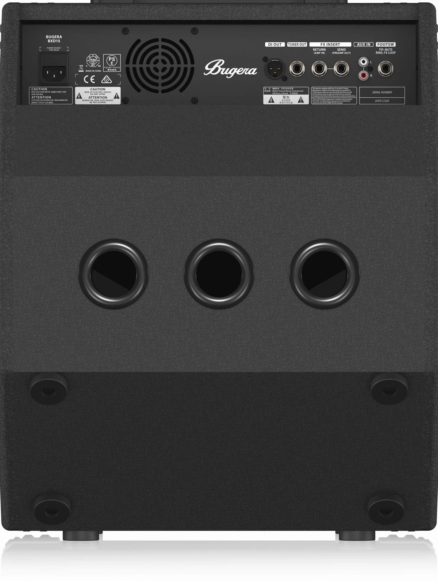Bugera ULTRABASS BXD15A Amplificador de graves de 1000 W con altavoz de cono de aluminio Turbosound original de 15", preamplificador MOSFET, compresor y tecnología DYNAMIZER