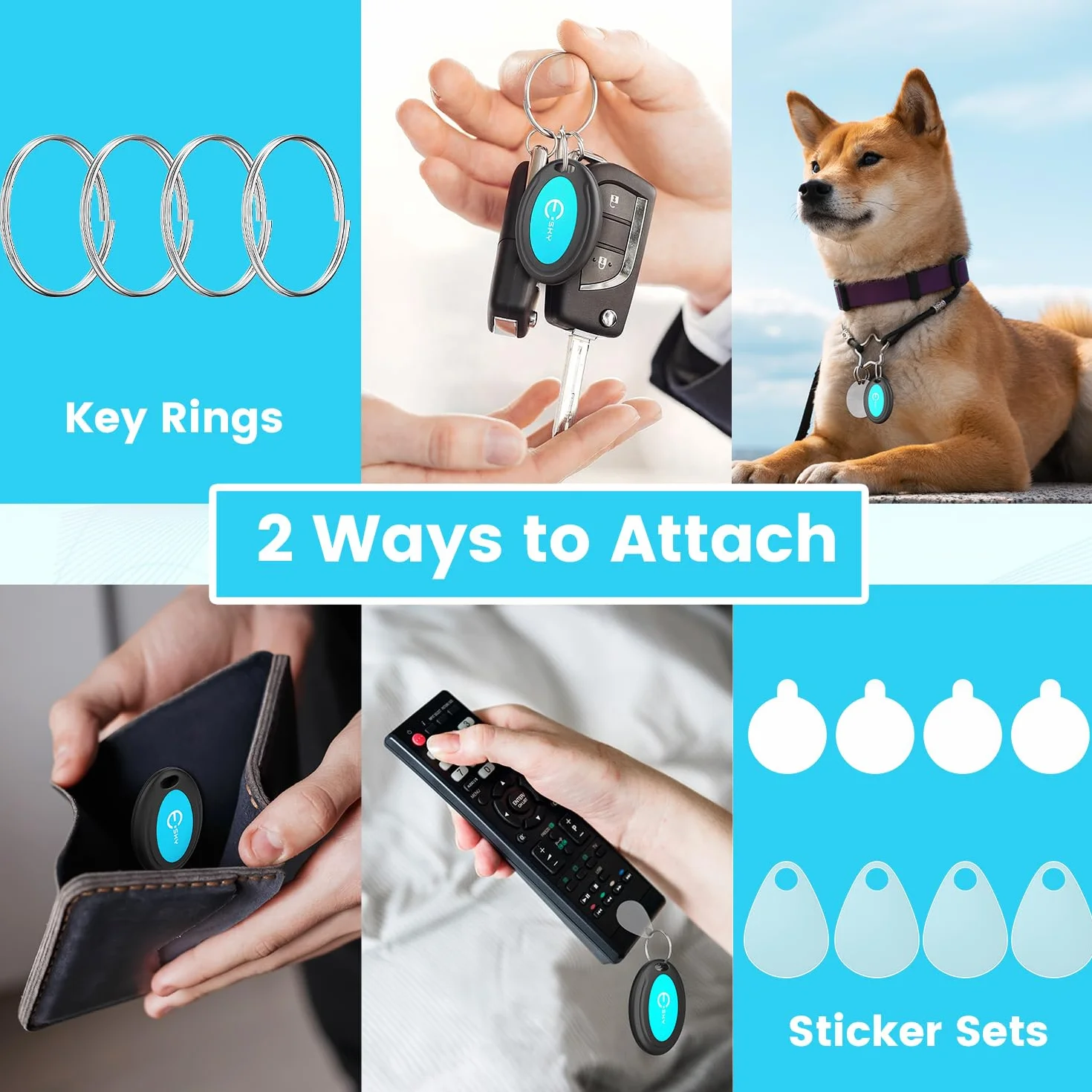 Esky Buscador Llaves, Localizador de Llaves 80dB Localizador Inalámbrico de Llaves con Base de Soporte y LED Control Remoto 1 Radio Frecuencia Transmisor 4 Receptores Negro