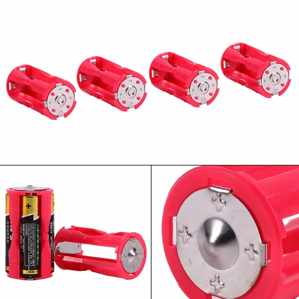 Mugast 4pcs AAA auf C Batterie Adapter,4 Stücke AAA zu Größe C Parallel Akku Konverter Adapter,Umweltfreundlich Battery Converter Batteriehalter Box für Elektronik-/Notfallsituationen Rot