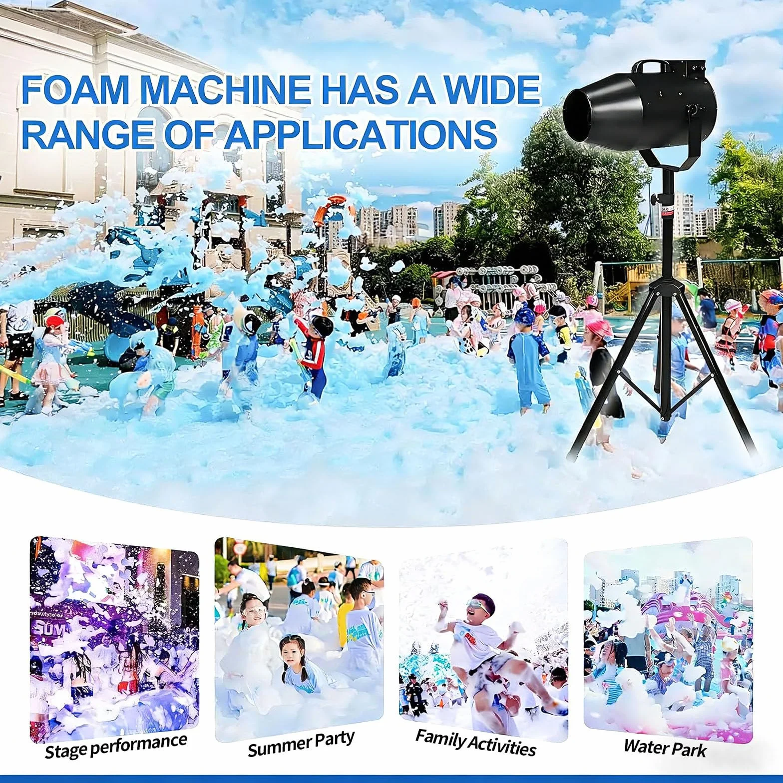 Máquina De Espuma con Efecto De Escenario, Cañón De Espuma para Fiestas con Trípode, ángulo Ajustable, Alcance De 6 a 10 M/área De 80 M², para Fiestas Al Aire Libre Y Eventos En Piscinas