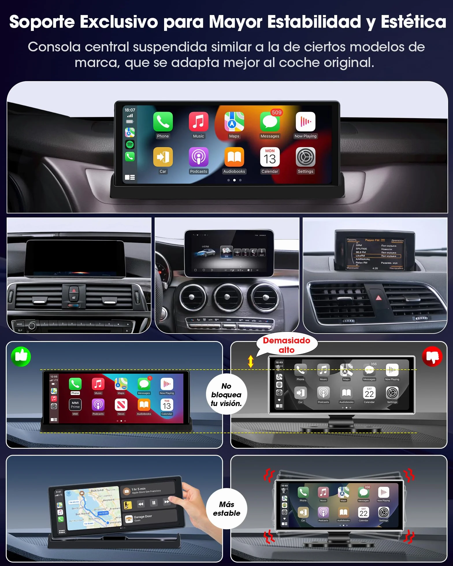2026 Exclusividad Pantalla Carplay Android Auto Inalambrico, Universal Pantalla Coche Táctil de 10,26 Pulgadas Carplay Coche con Cámara de Marcha Atrás, p antalla Android Auto con Navegación GPS