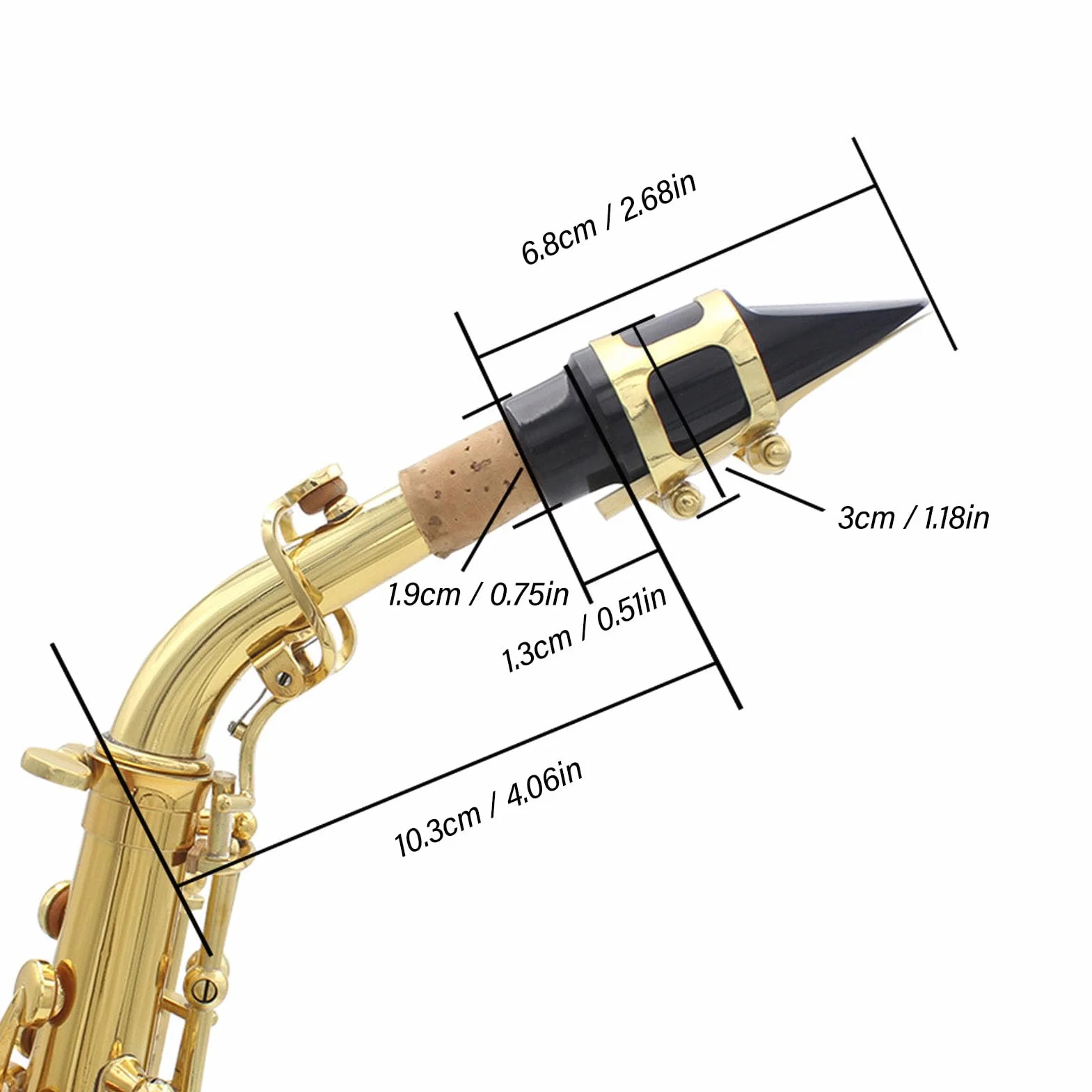 Generic Saxofón, Saxo de Soprano en Latón Portátil Fácil de Reproducir Aplicación de Sonido para la Música para la Música (Gold)