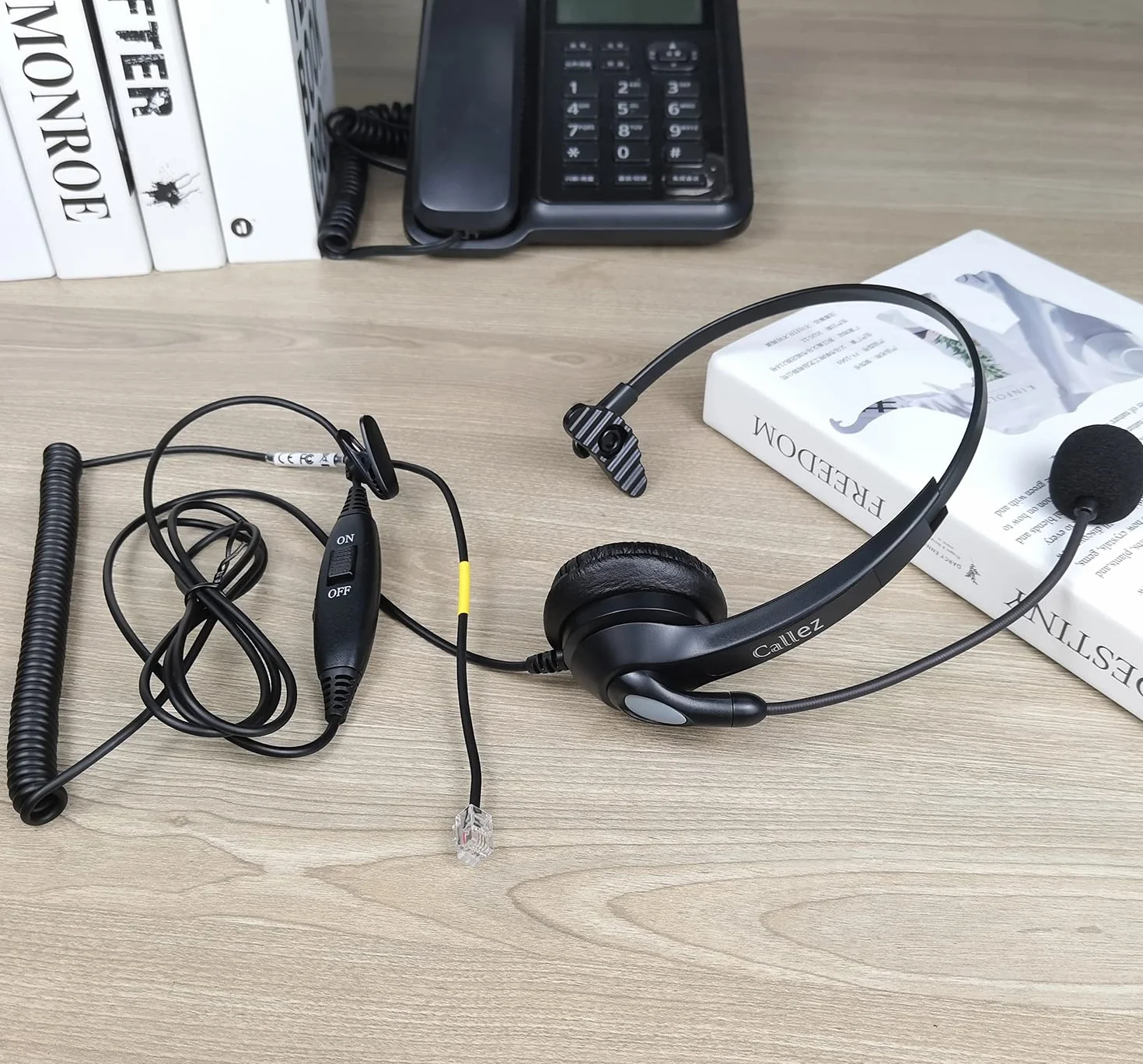 Auriculares Teléfono Fijo RJ9 Mono con Cancelación de Ruido para Grandstream GXP2130 2160 2170 1610 1625 1630 Yealink SIP-T41P T21P T23G T46 Snom D725 Avaya 1608