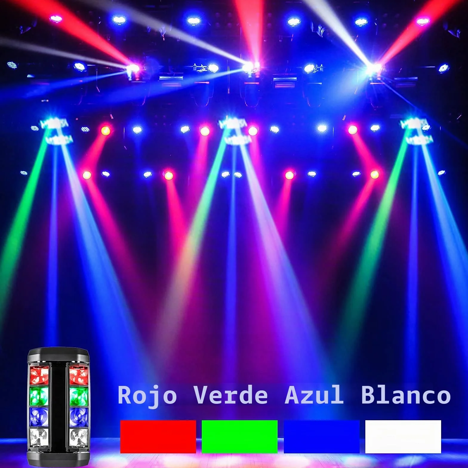 Luz LED de escenario Spider Moving Head RGBW, luz de fiesta, control musical/controlador Dj 512 Dmx luz para bar, club, fiesta, discoteca, balón de escenario LED, espectáculo.
