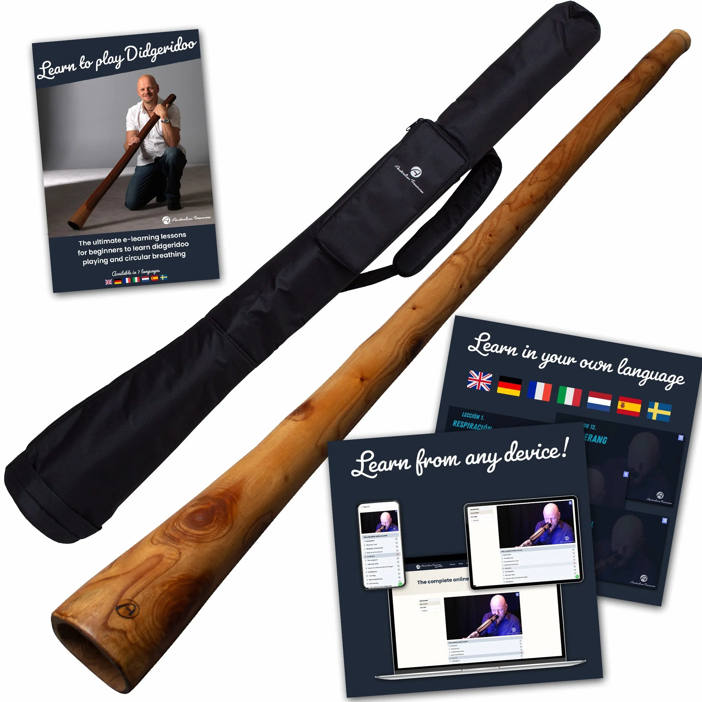 Didgeridoo caoba 150cm incluyendo curso online Didgeridoo y respiración circular