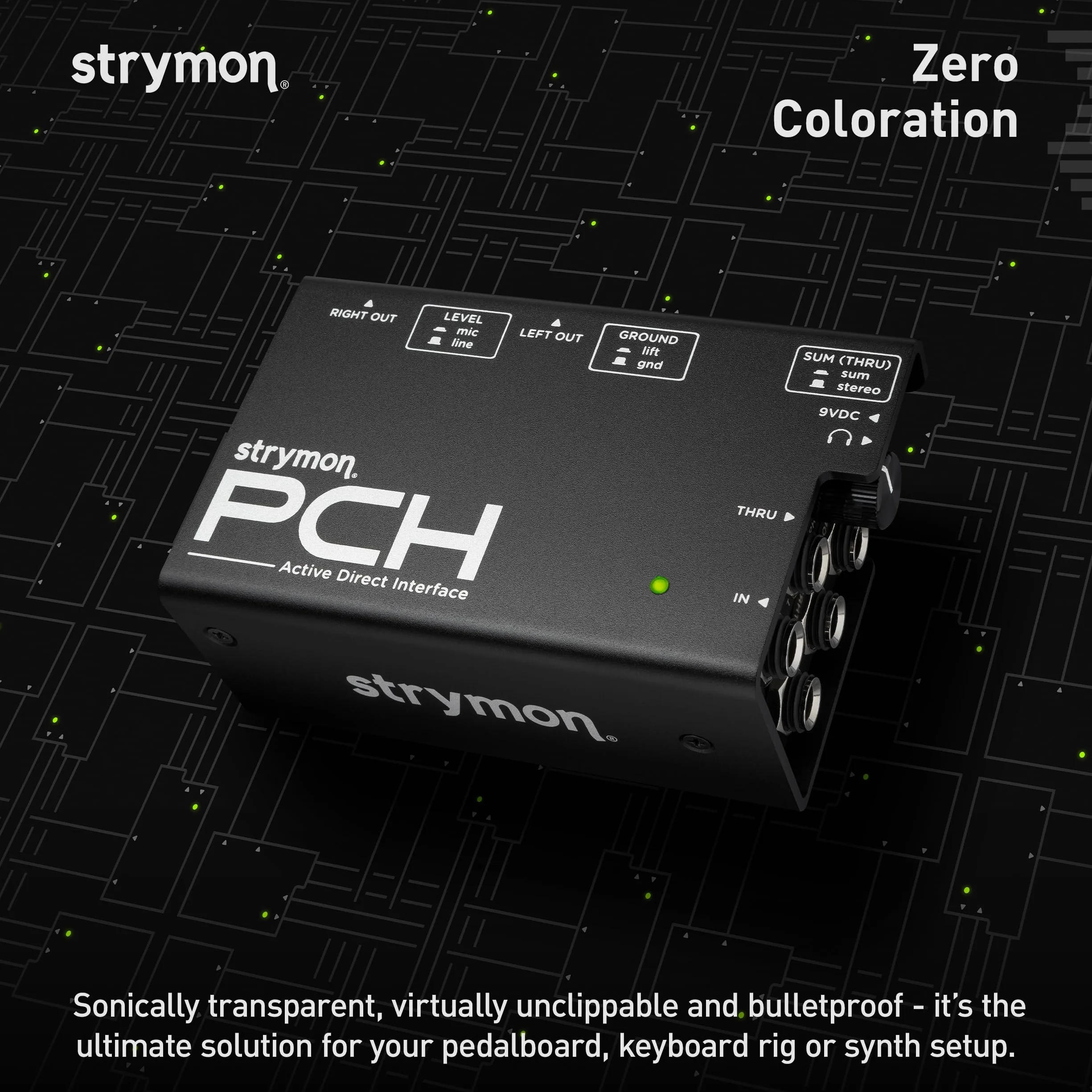 Strymon PCH - Caja DI de interfaz directa activa estéreo con amplificador de auriculares de estudio para guitarra, pedaleras, sintetizador, teclado