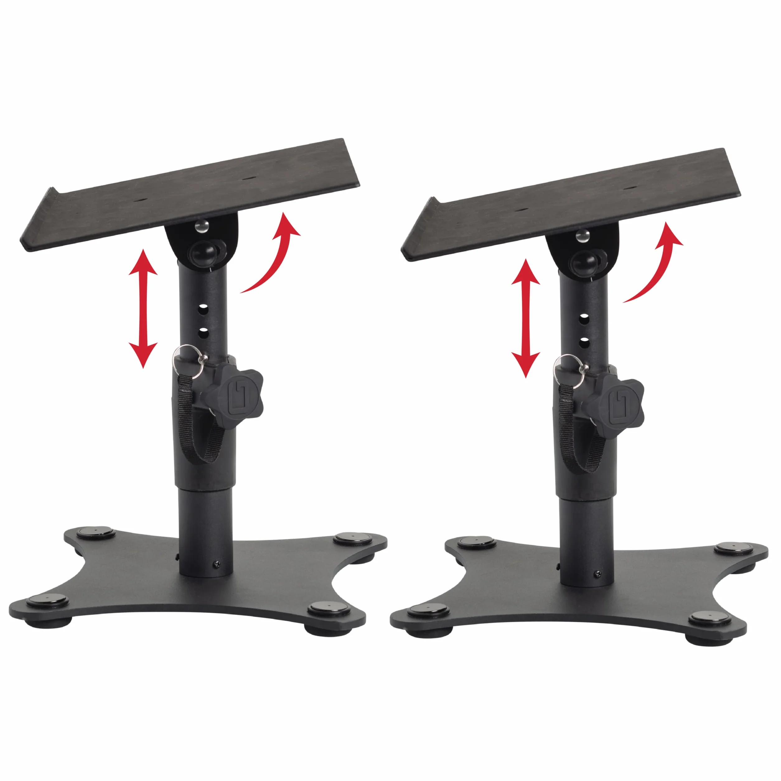 Gator Frameworks Soportes de Estudio y para Altavoces de Escritorio con Superficie Acolchada de Espuma EVA, ángulo Ajustable de 0° a 15° - Juego de 2 (GFWSPKSTMNDSK)
