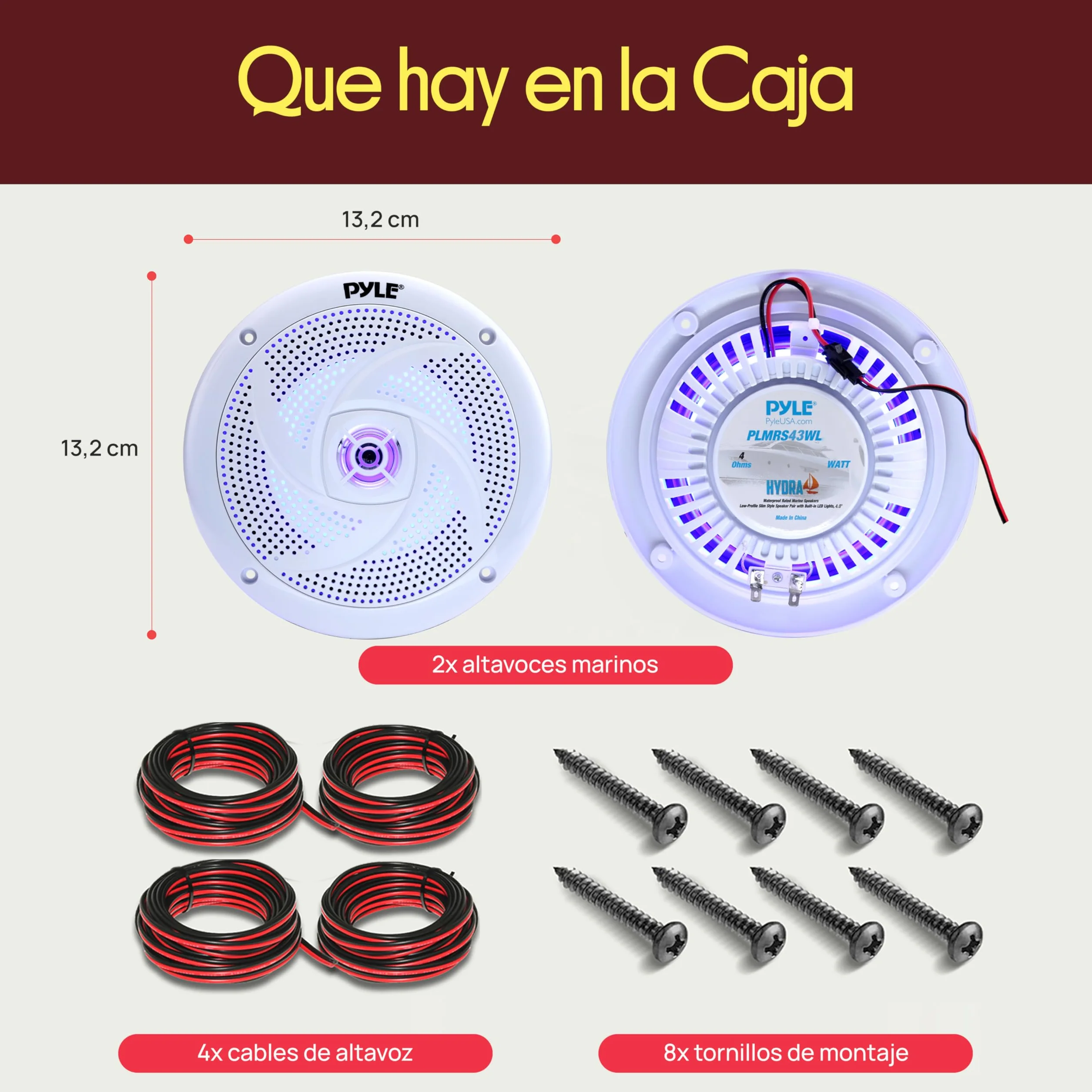 Pyle Altavoces Marinos, 4”, Resistente al Agua y a la Intemperie, Exteriores, 100V