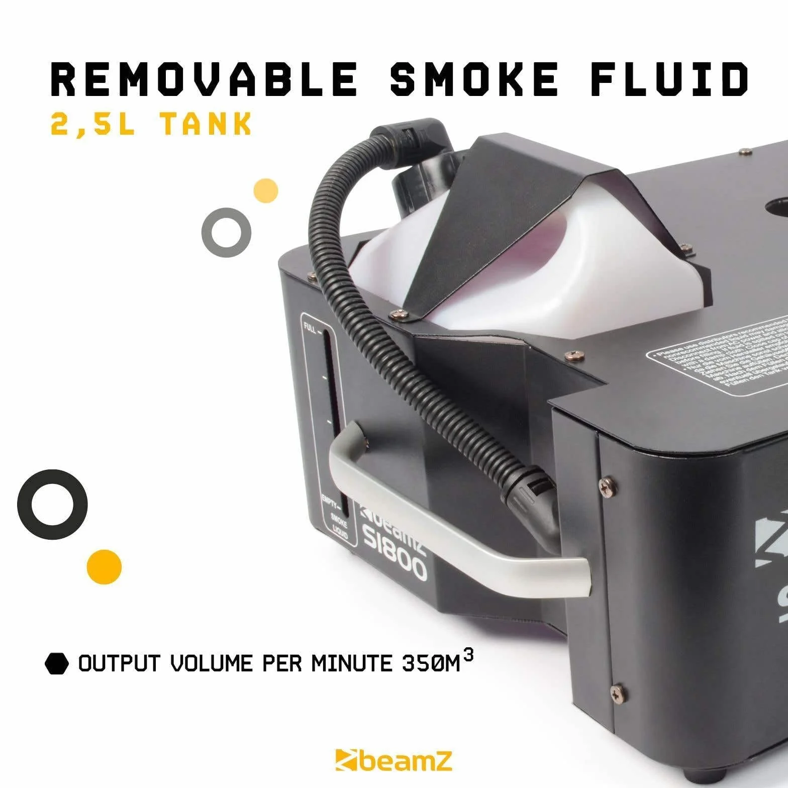 BeamZ S1800 DMX Maquina de humo 2 en 1, Salida de humo Vertical/Horizontal, 1800 W Maquina de humo para Clubs, Discotecas, Espectáculos Profesionales, Eventos, Bodas, DJs, fiestas halloween