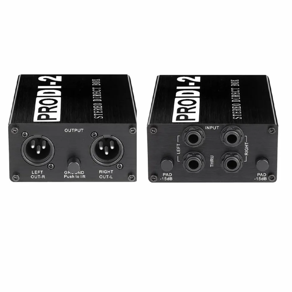 ProDI-2 Caja Directa EstéReo Pasiva Caja DI de Audio Caja de InyeccióN Directa Bajo Ruido Guitarra Bajo DI Convertidor de Audio de 2 Canales