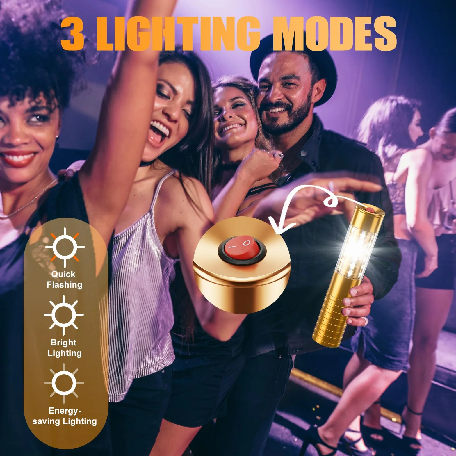 Bengalas LED estroboscópicas para servicio de botellas, luz recargable, luz de mano lámpara luminosa LED fluorescente para discotecas karaoke bodas fiestas suministros de actividades (6, Gold)
