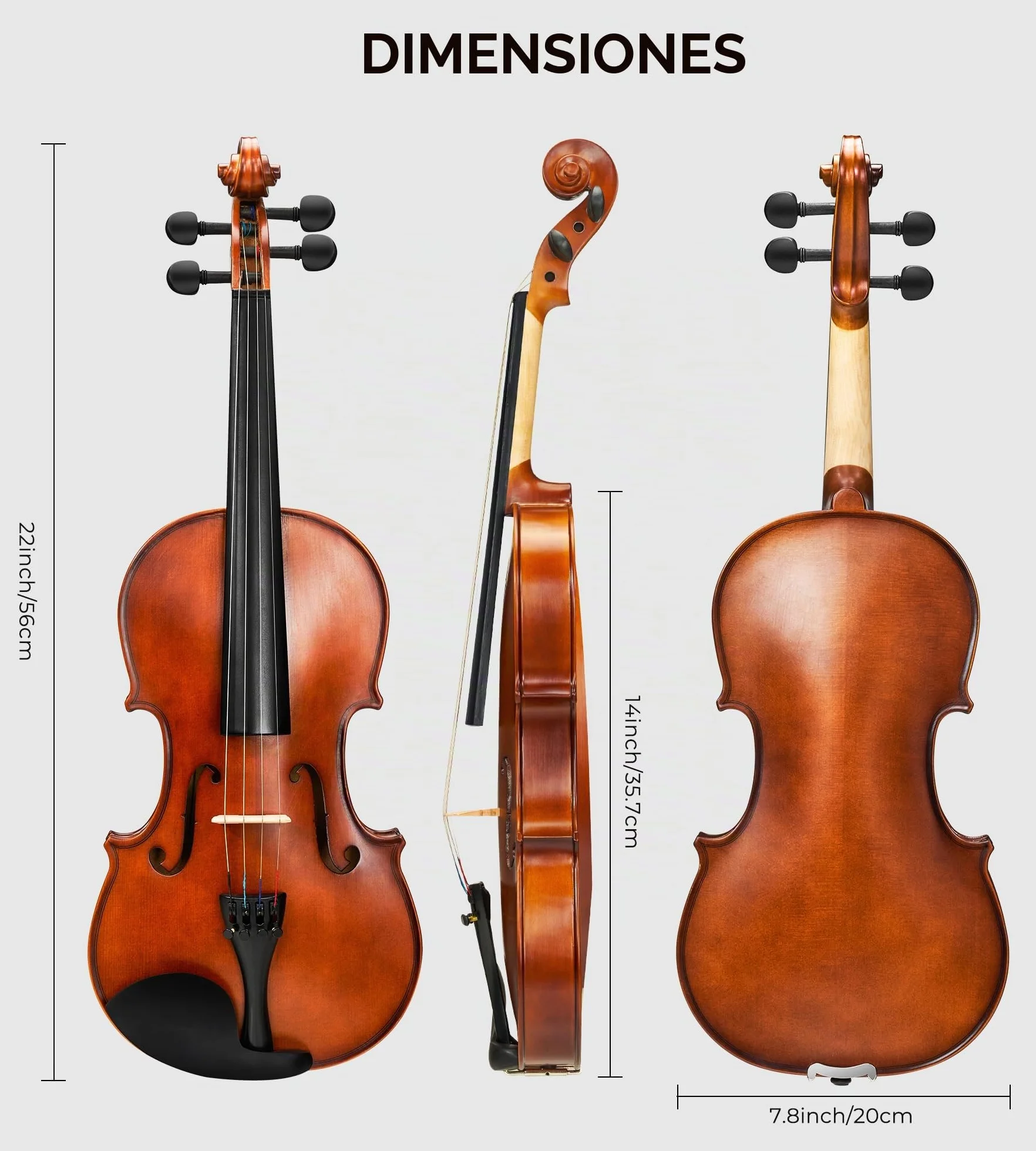 Vangoa 3/4 Violín Acústico Madera Violines para Principiantes, Adultos o Niños Tres cuartos Violin con Kits de Inicio