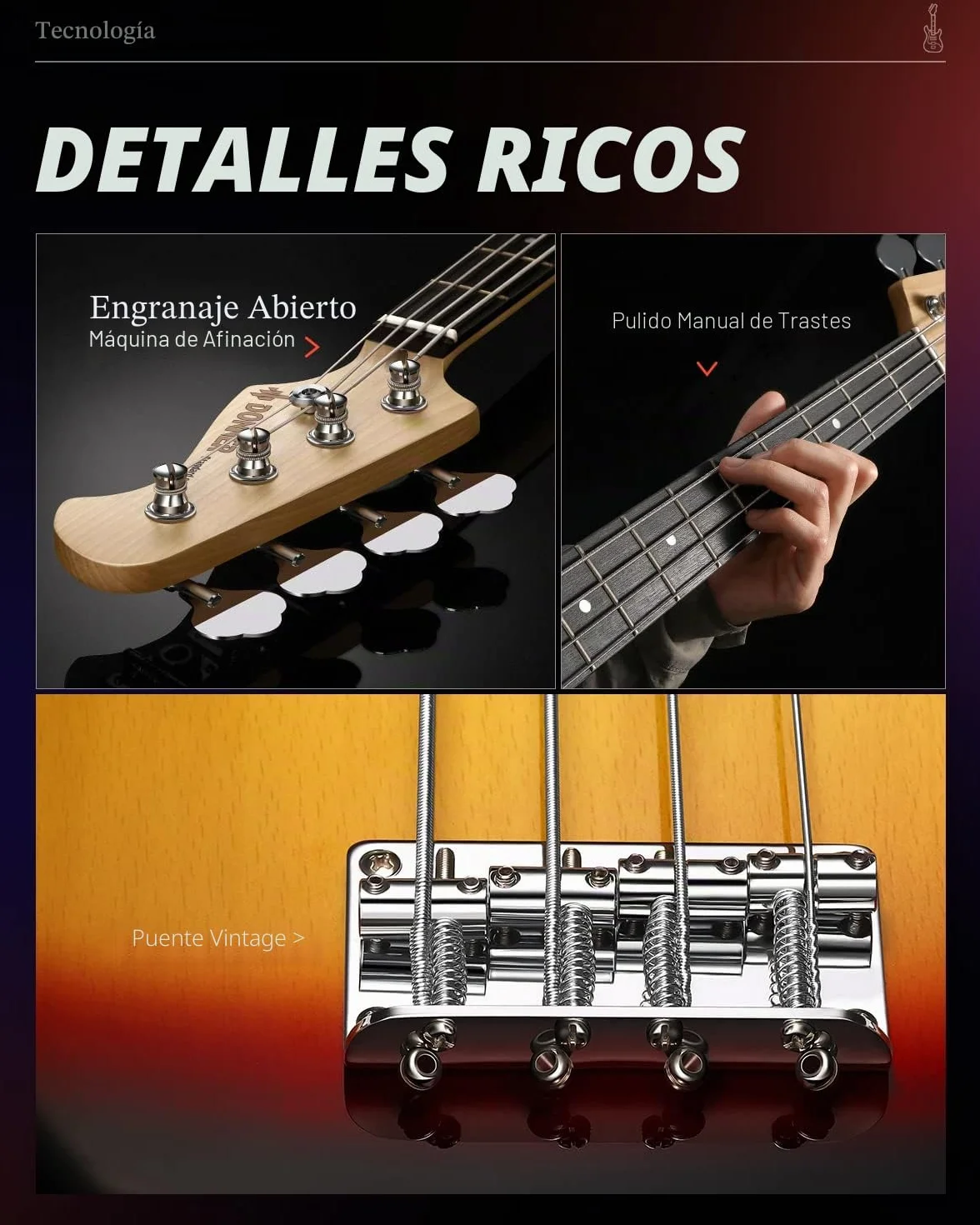 Donner 4 cuerdas Bajo Eléctrico Tamaño Completo con bolsa, correa de guitarra y cable de guitarra (Sunburst, DPB-510S)