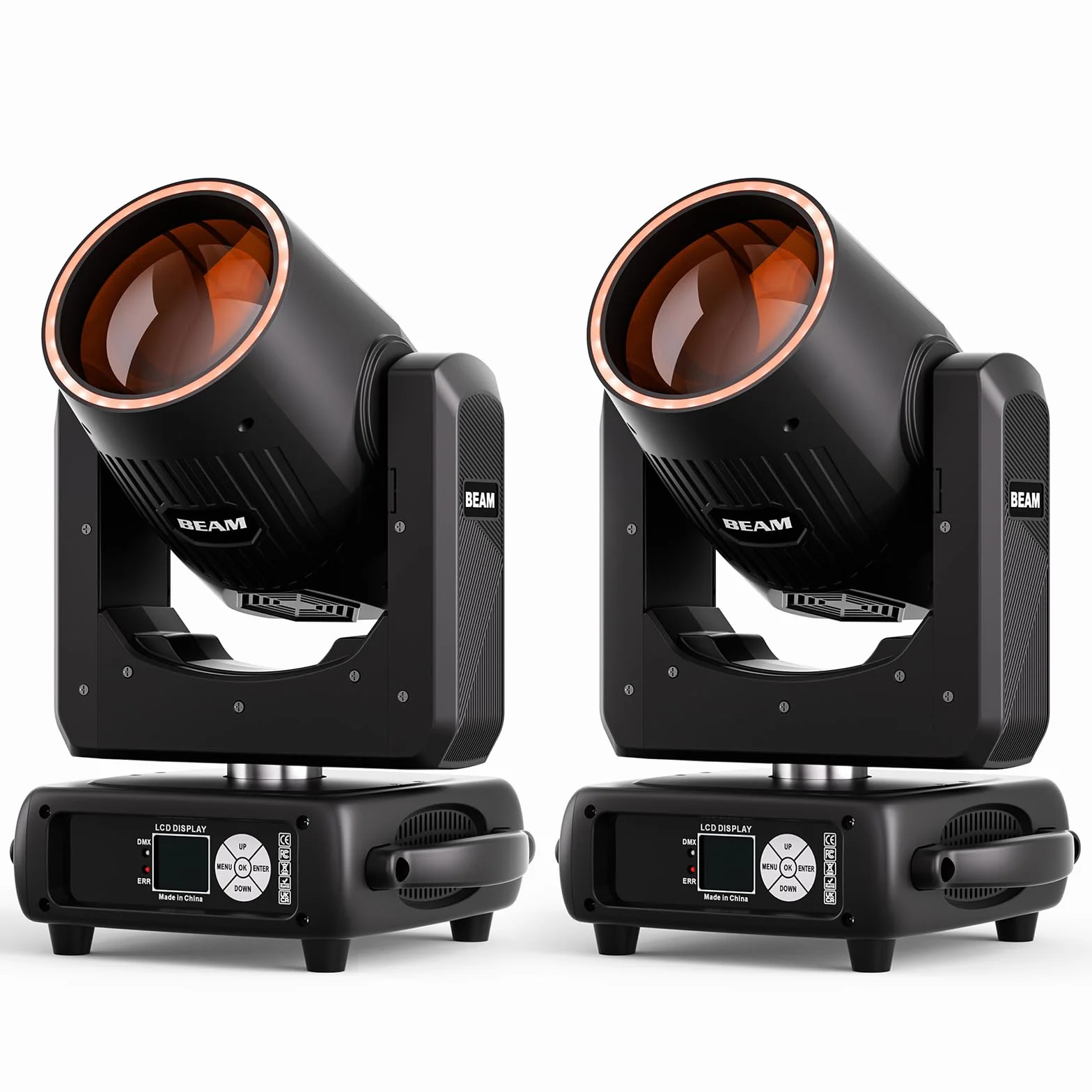 2Pcs Cabeza Móvil LED de Haz de 295W, Enfoque Electrónico 14+1 Patrones 13+1 Colores Efecto de Atomización de 48 Prismas para Escenario Club DJ Fiesta Boda Navidad