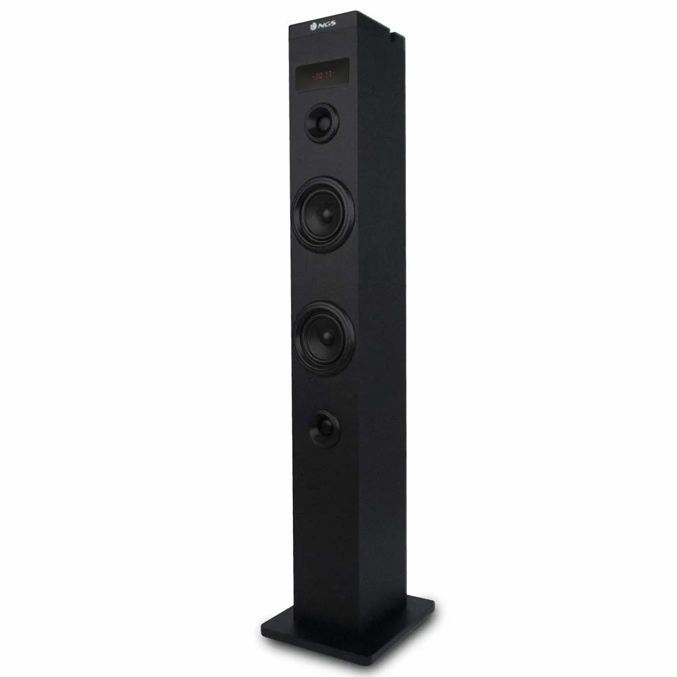 NGS Sky Charm Torre de Sonido Bluetooth 50 W con Mando a Distancia, Entrada Óptica para TV, USB, Radio FM, AUX, Negro