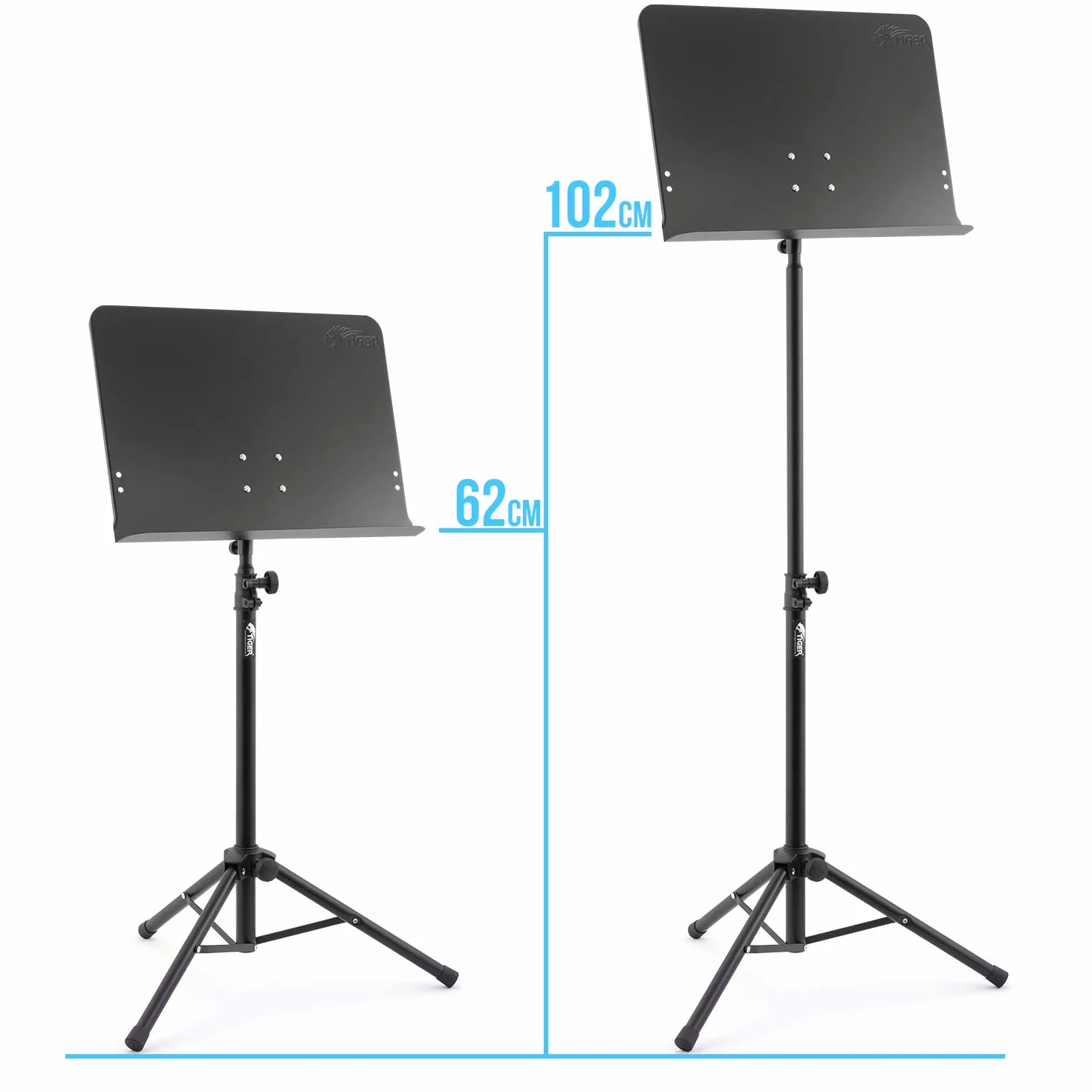 Tiger MUS14-BG Atril Telescópico Orquestal con Funda – Resistente y Ajustable para Músicos
