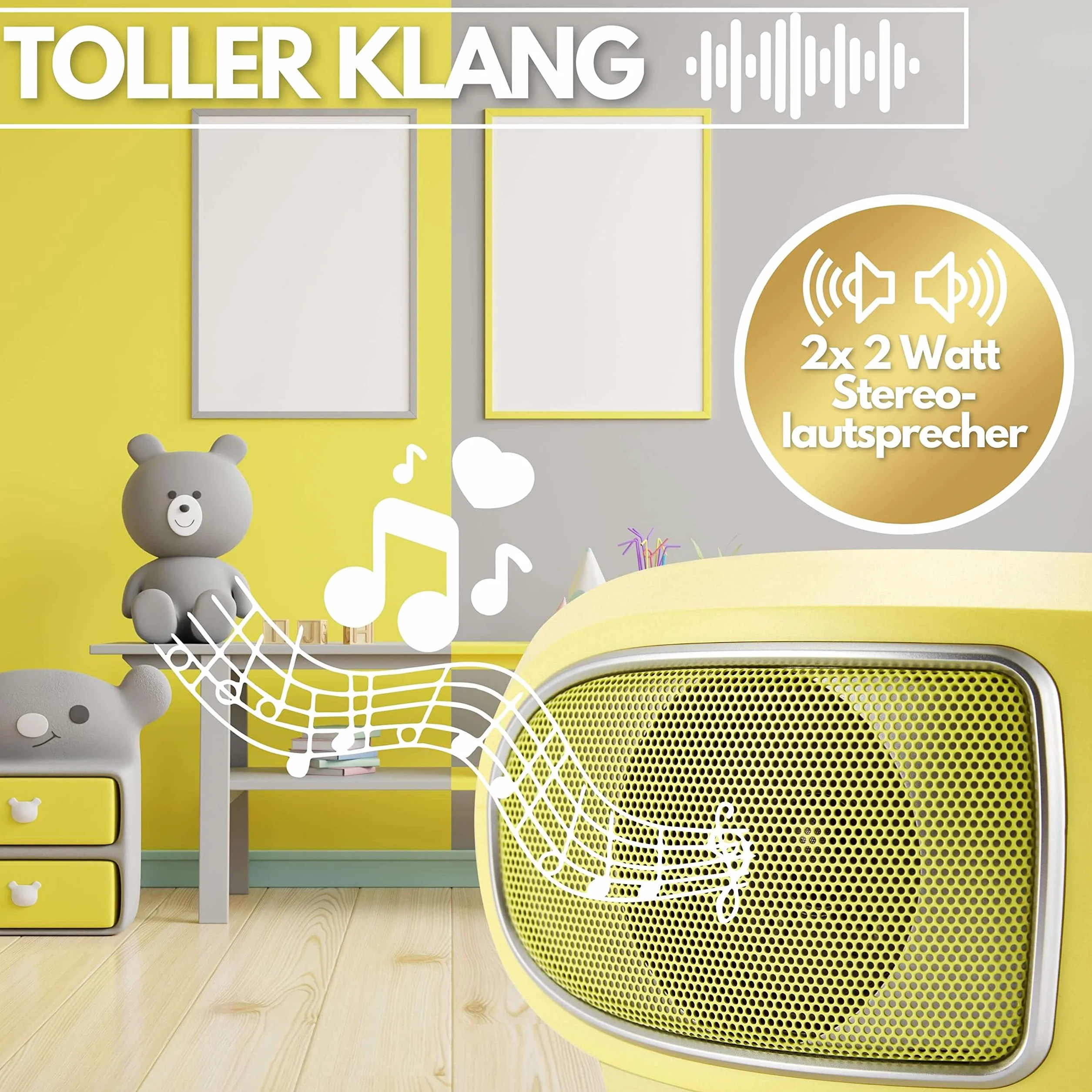 Boombox portátil | Radio FM | AUX-In | CD/CD-R | USB | Conector para auriculares | Sistema compacto | Reproductor de CD | Radio CD | Sistema estéreo | Radio infantil | Boombox (amarillo glamo)