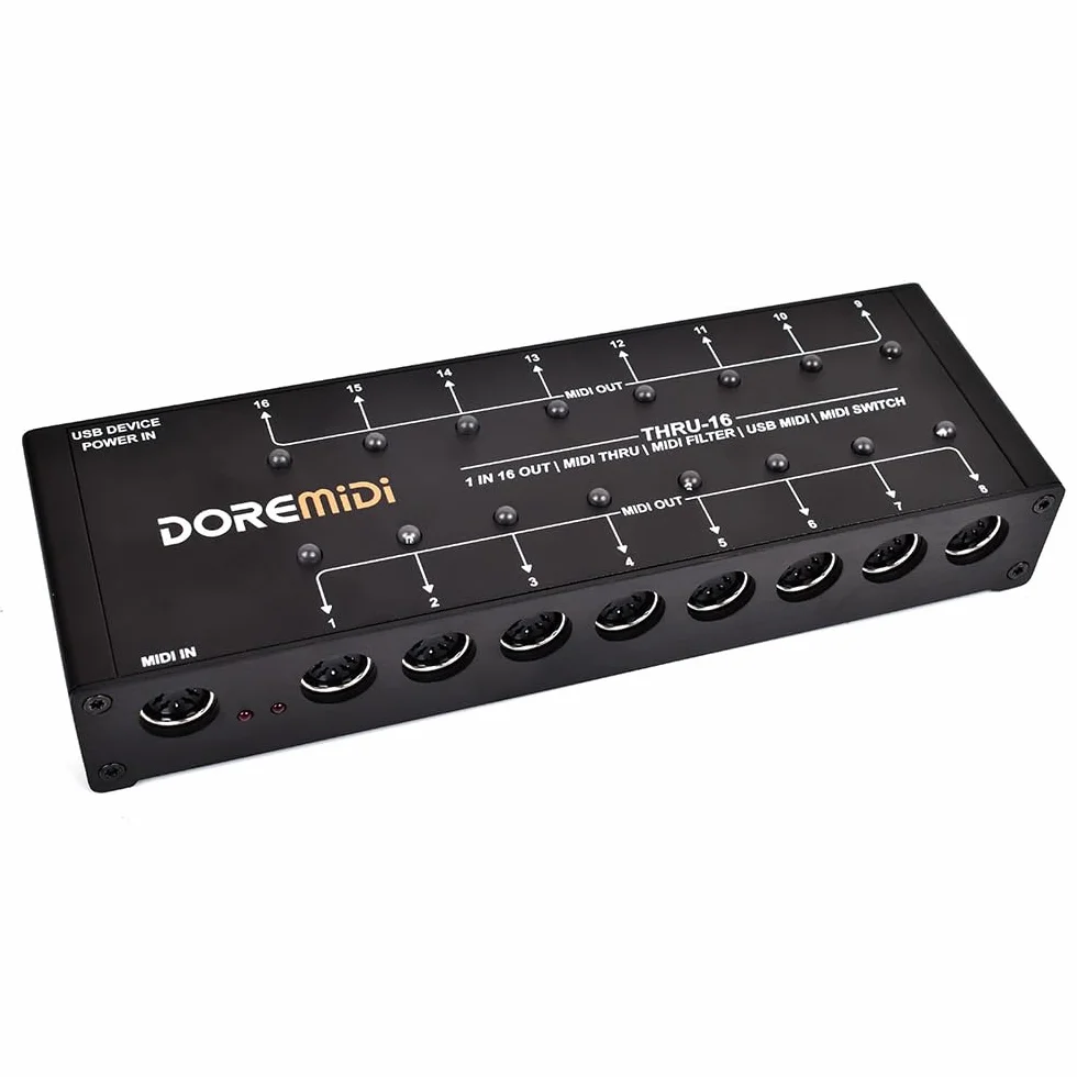 MIDI THRU-16 Box Filter & Switch 1 MIDI Input into 16 MIDI outputs and each MIDI output can edit MIDI filters(THRU-16)