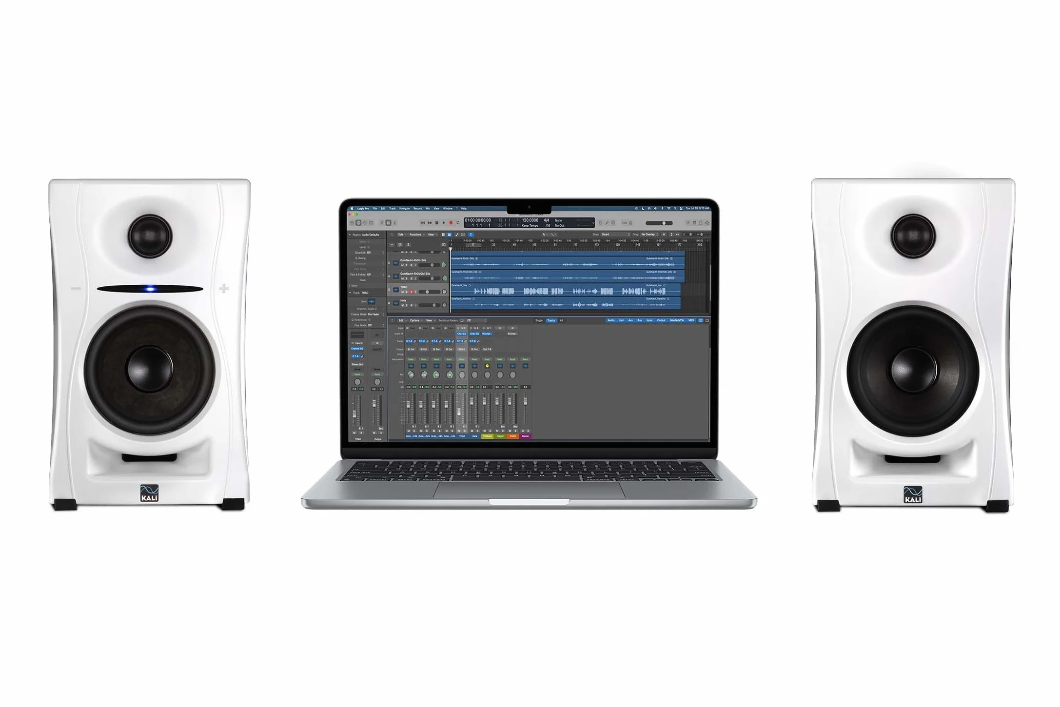 Kali Audio LP-UNF monitor de campo cercano (160 vatios, monitor de estudio, ecualizador de contorno, conectividad de alta fidelidad con Bluetooth/USB-C, TRS, RCA, 6,2 kg, 25,4 x 16,4 x 7,4 cm), blanco