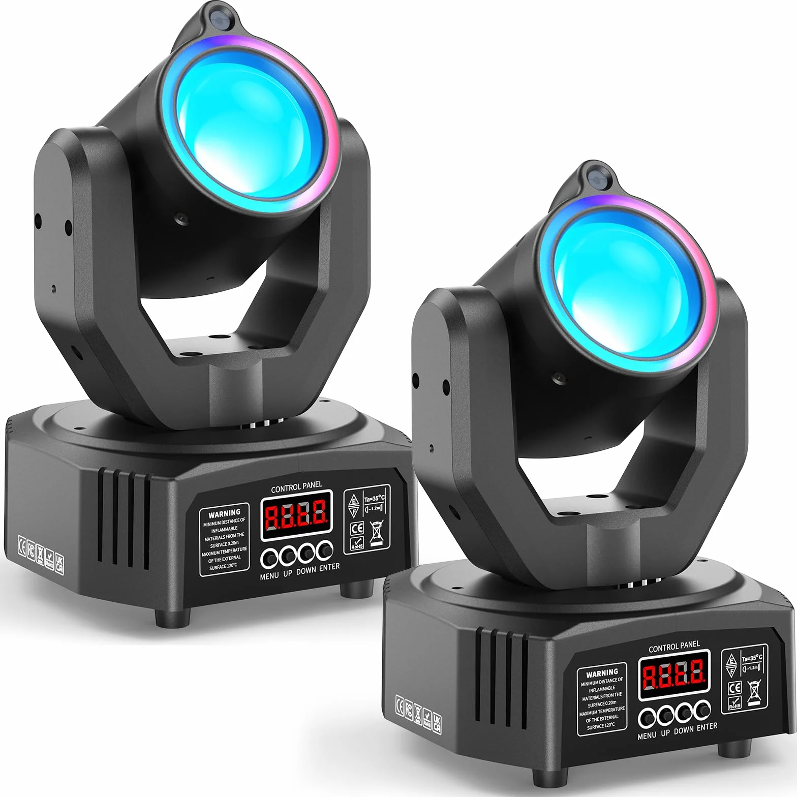 2PCS Cabeza Móvil Beam RGBW 3 en 1 de 30W, Tira de Luces con Efecto de Persecución d-mx512 Sonido Activo con Control Remoto para DJ Fiestas Discotecas Bodas Escenarios y Espectáculos