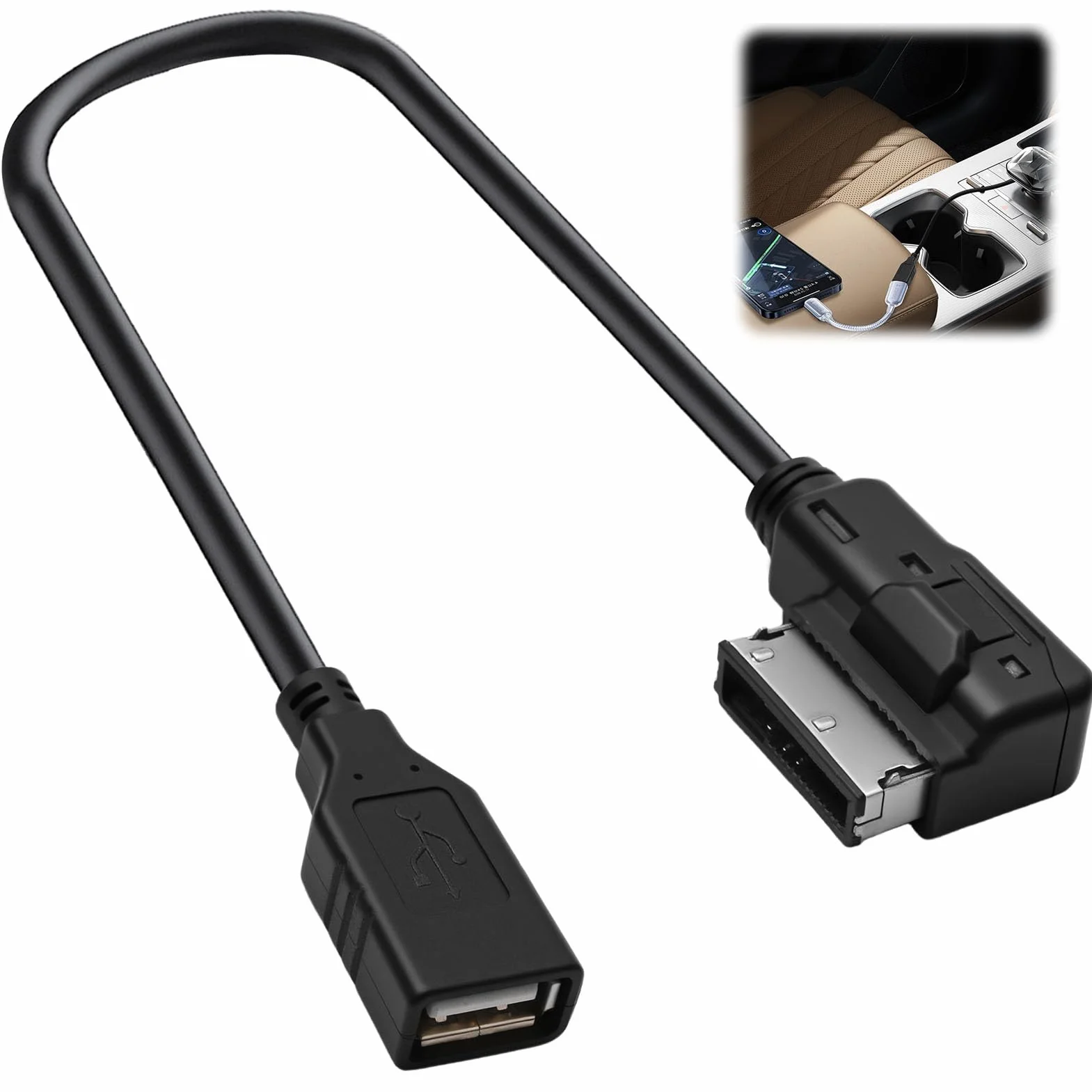 AMI Adaptador de Cable MDI para Audi A1 A2 A3 A4 A5 A6 S6 A8 S8 R8 Q3 Q5 Q7, 30 CM/11,81 Pulgadas Cable AUX para Audio USB MMI Adaptador MP3 Multimedia Music Interfaz para VW TT VW Golf Passat