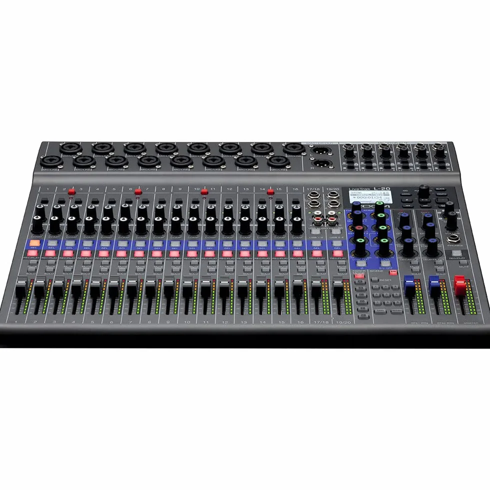 Zoom LiveTrak L-20 - Mixer digital & grabador multipista, 20 entradas/22 canales de grabación en SD, interface de audio 22-in/4-out, 6 salidas personalizables, wireless iOS control