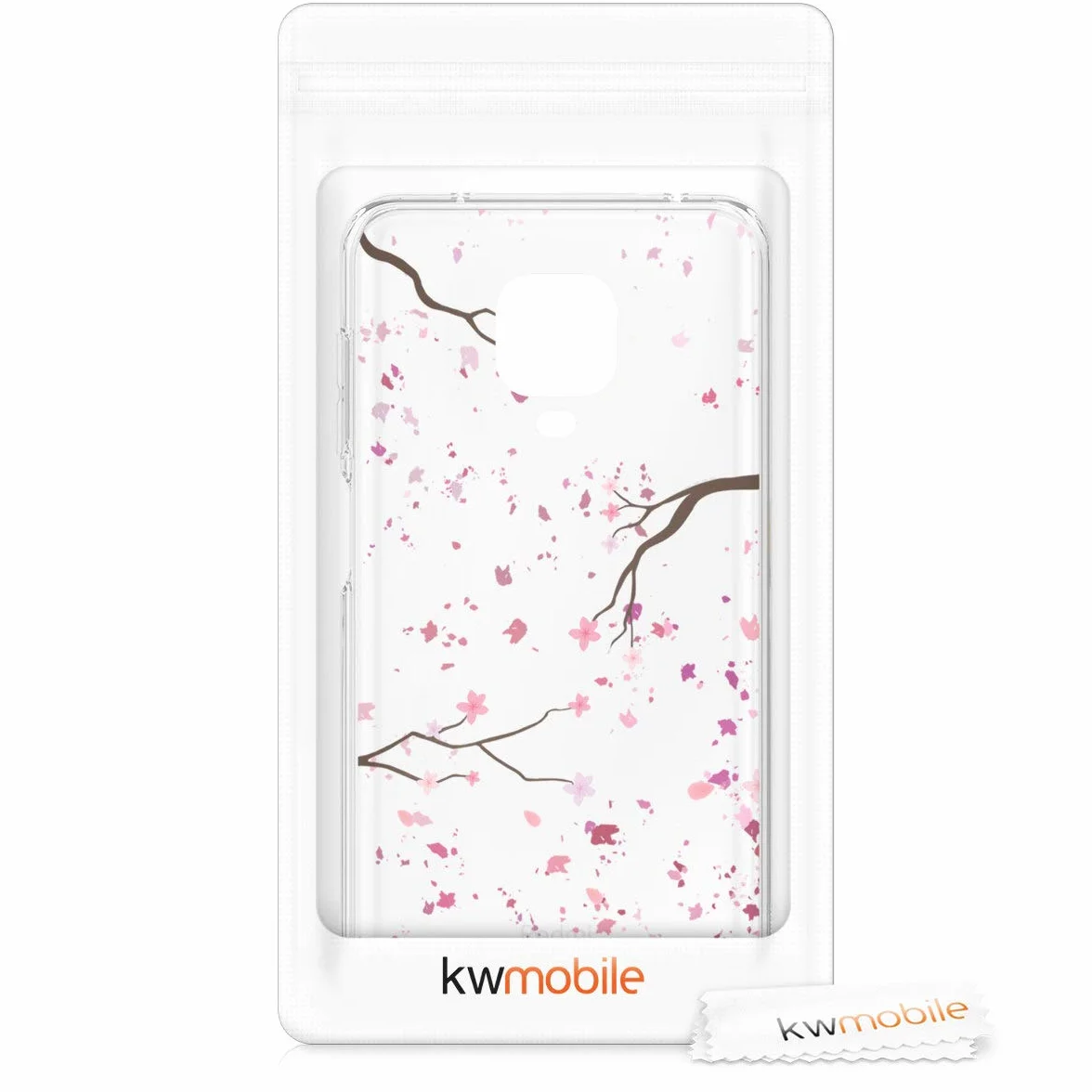 kwmobile Funda Silicona TPU Compatible con Xiaomi Redmi Note 9S / 9 Pro / 9 Pro MAX Flores Cerezo cayendo Rosado Suave