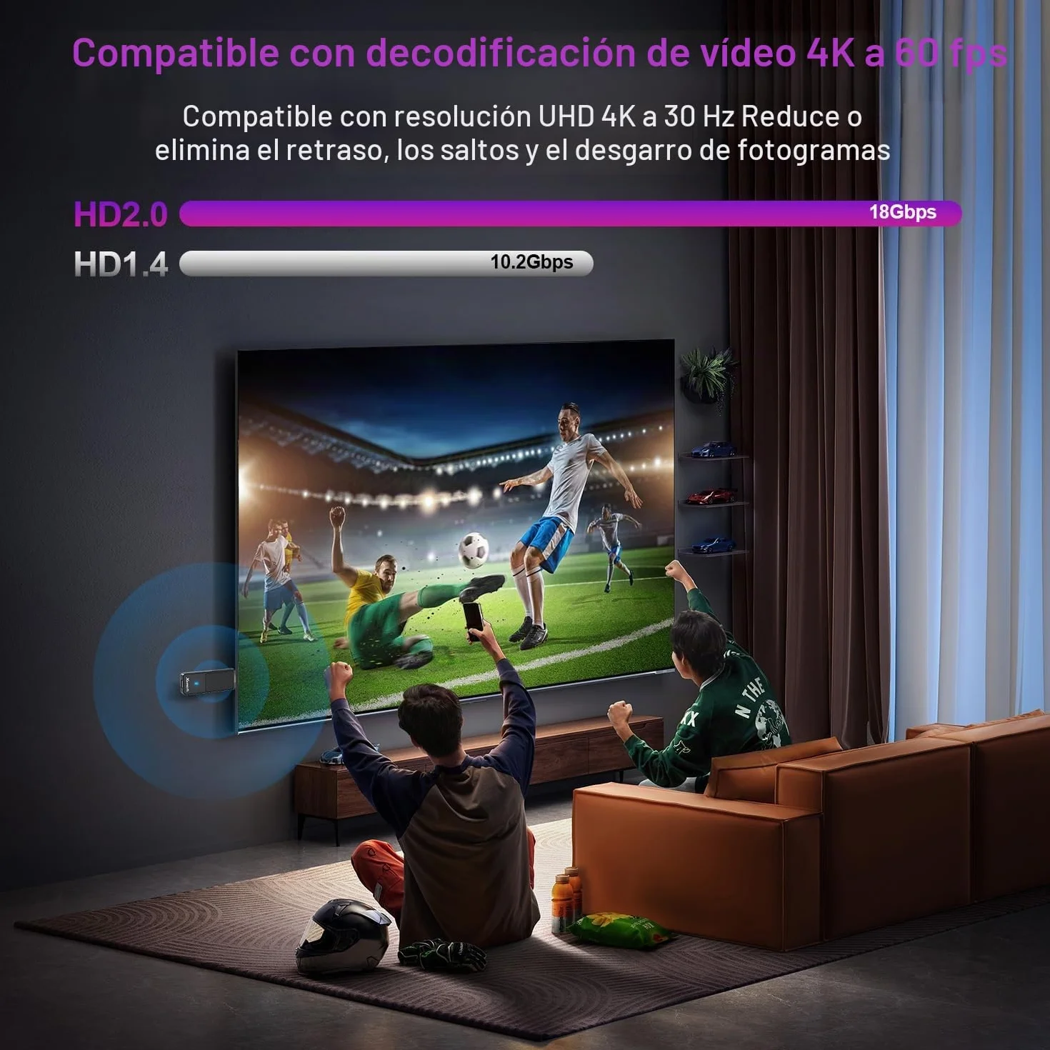 Android 14.0 TV Stick 2GB 16GB RK3518 Quad-Core 64bit Cortex-A53 GPU Mali 450 MP2 WiFi Doble Banda Bluetooth 5.0 HDMI 2.0 4K