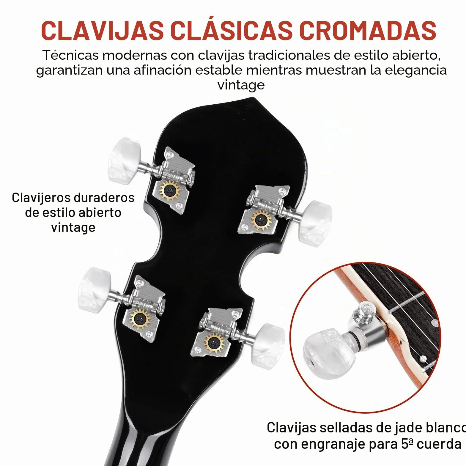 Vangoa 5 cuerdas Banjo Remo Cabeza Cerrada Espalda Sólida con kit de Principiante, Sintonizador, Correa, Recogida, Cuerdas, Selecciones y Bolsa