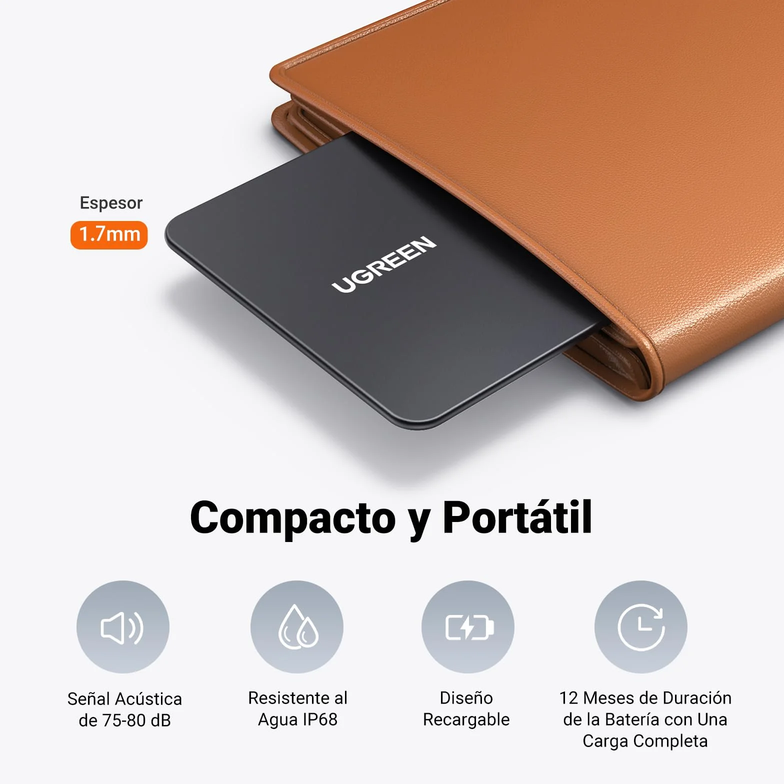 UGREEN FineTrack Slim Smart Finder Localizador Solo iOS(NO Android) Bluetooth Tracker Tarjeta Seguimiento Rastreador para Pasaporte Cartera Equipaje Bolsa IP68 Impermeable