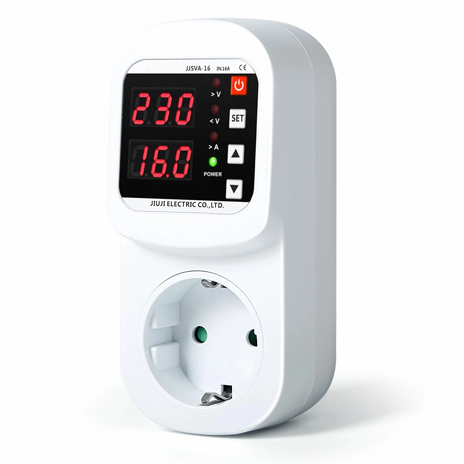Jadeshay Adaptador de Protección contra Sobretensiones Dispositivo de Protección contra Sobretensión y Subtensión de Recuperación Automática AC220V 16A Protector de Enchufe para Electrodomésticos