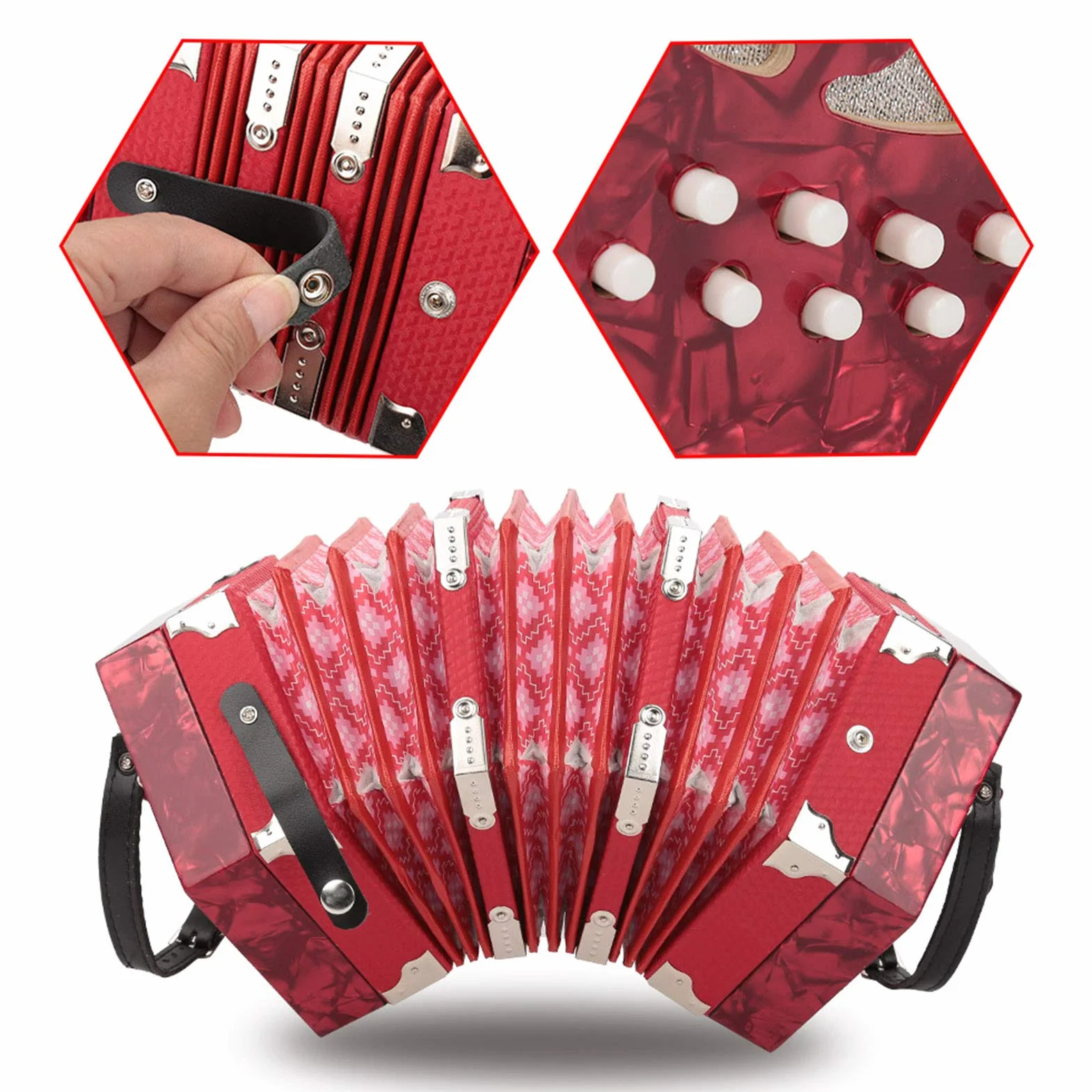 Fácil de aprender a tocar la concertina para el ejercicio de entrenamiento para la práctica del principiante(Red)