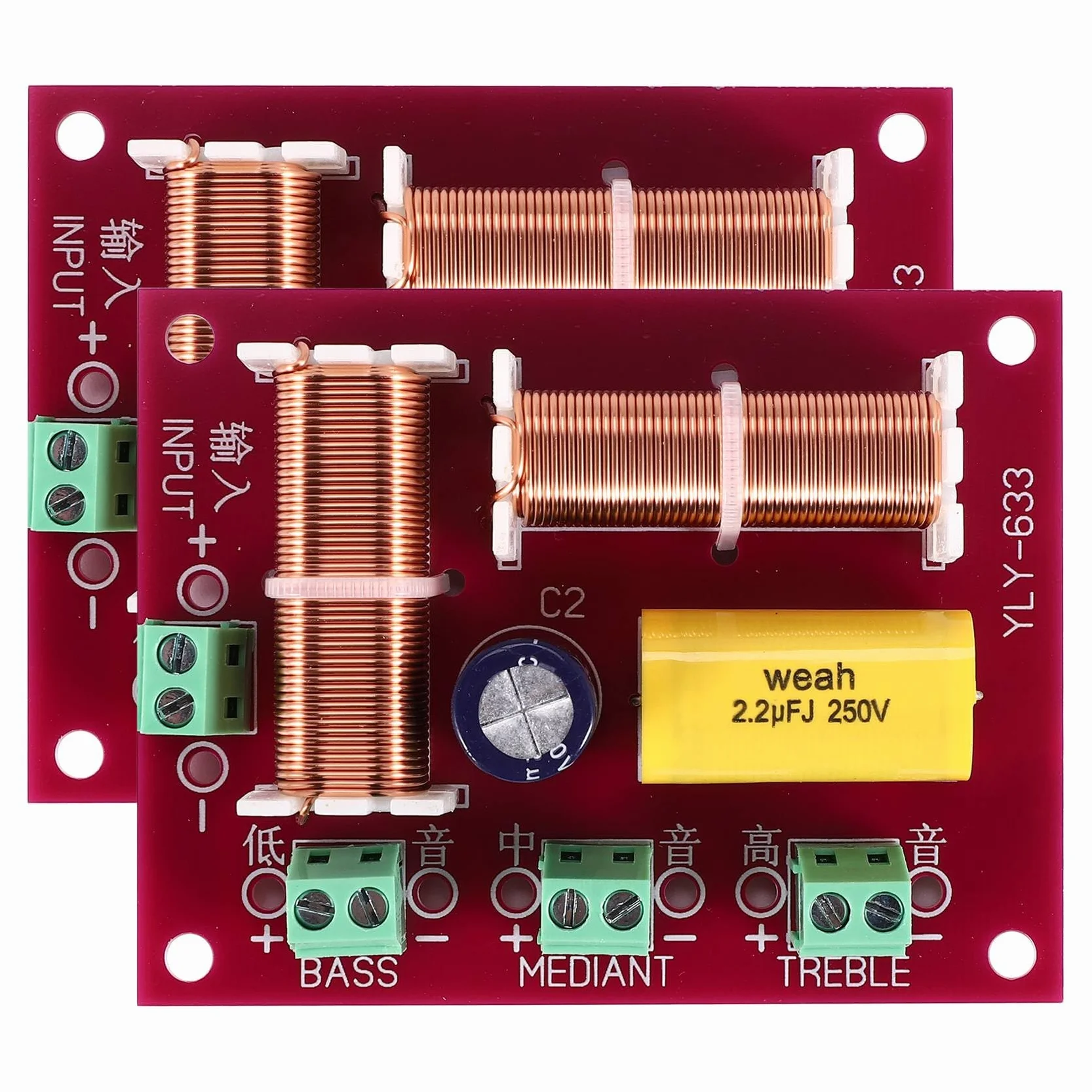 200W 3 Vías Altavoz Crossover Frecuencia Divisor Filtro Agudos Medios Graves