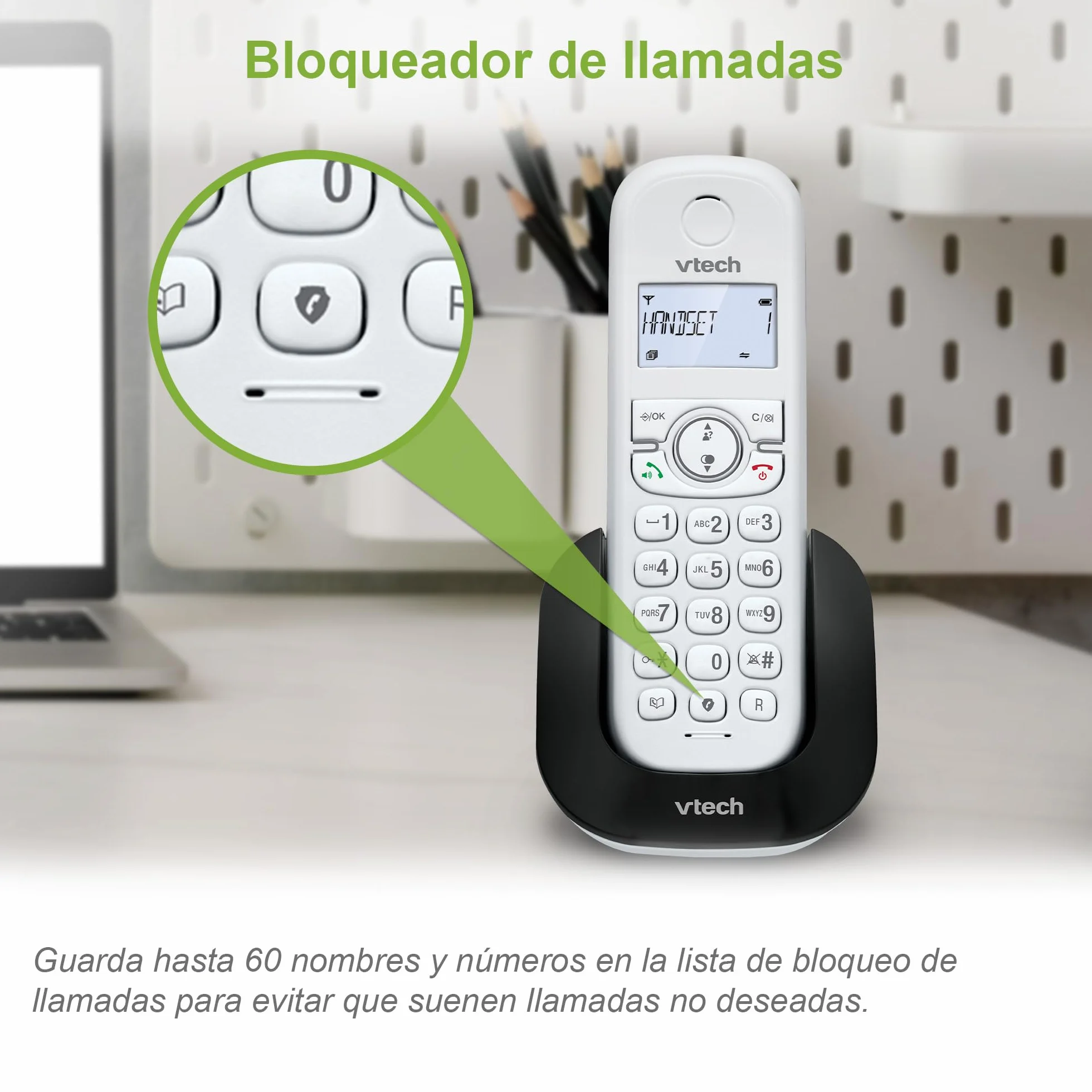 VTech CS1501 DECT Teléfono inalámbrico duo con cargador doble, manos libres, bloqueo de llamadas, identificador, pantalla retroiluminada, Blanco