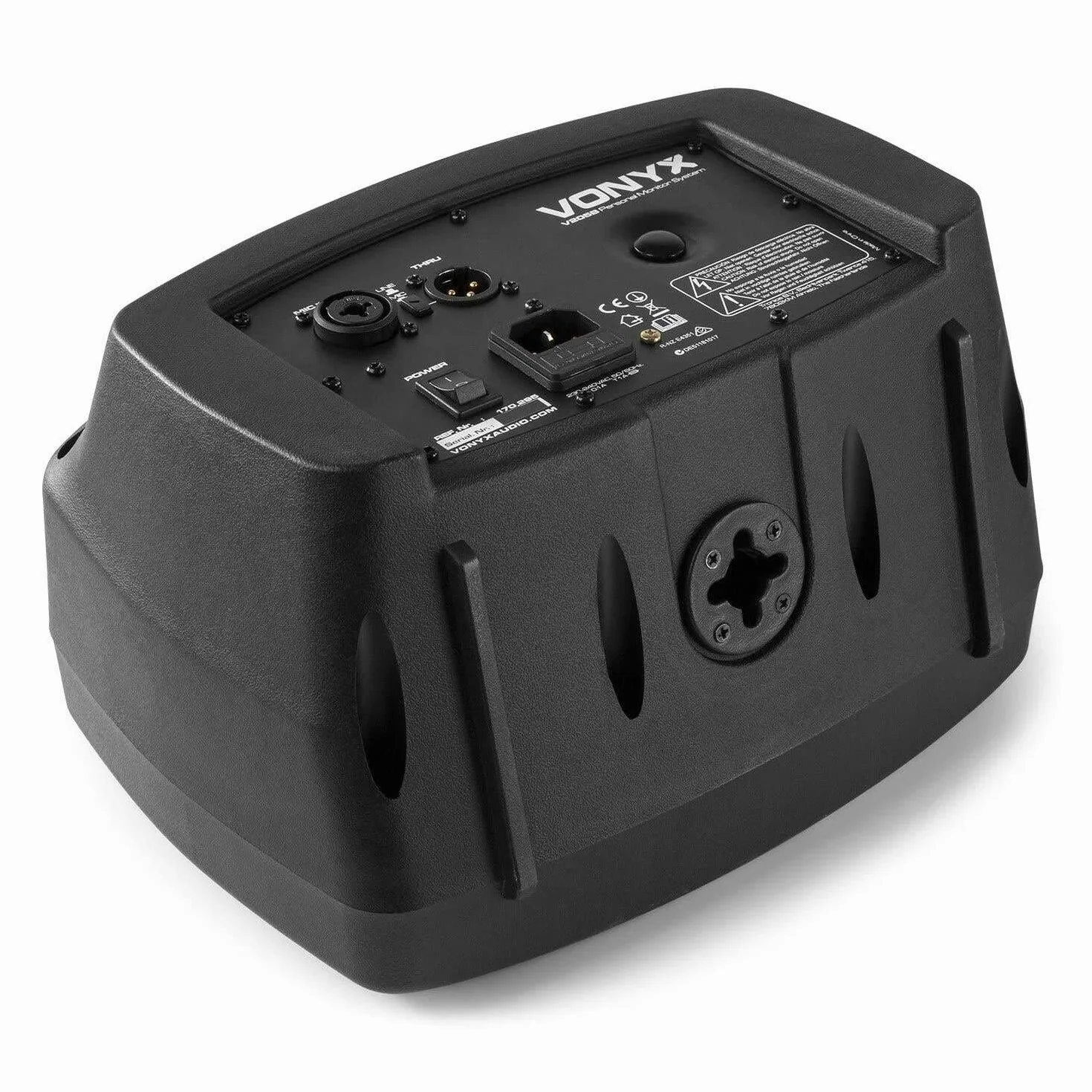 Vonyx V205B Monitor de Escenario - Altavoz Activo de 5 ", conexión inalámbrica Bluetooth, Puerto USB, Entrada de micrófono/Guitarra, Compacto y Ligero, Apto para Montaje en Soporte