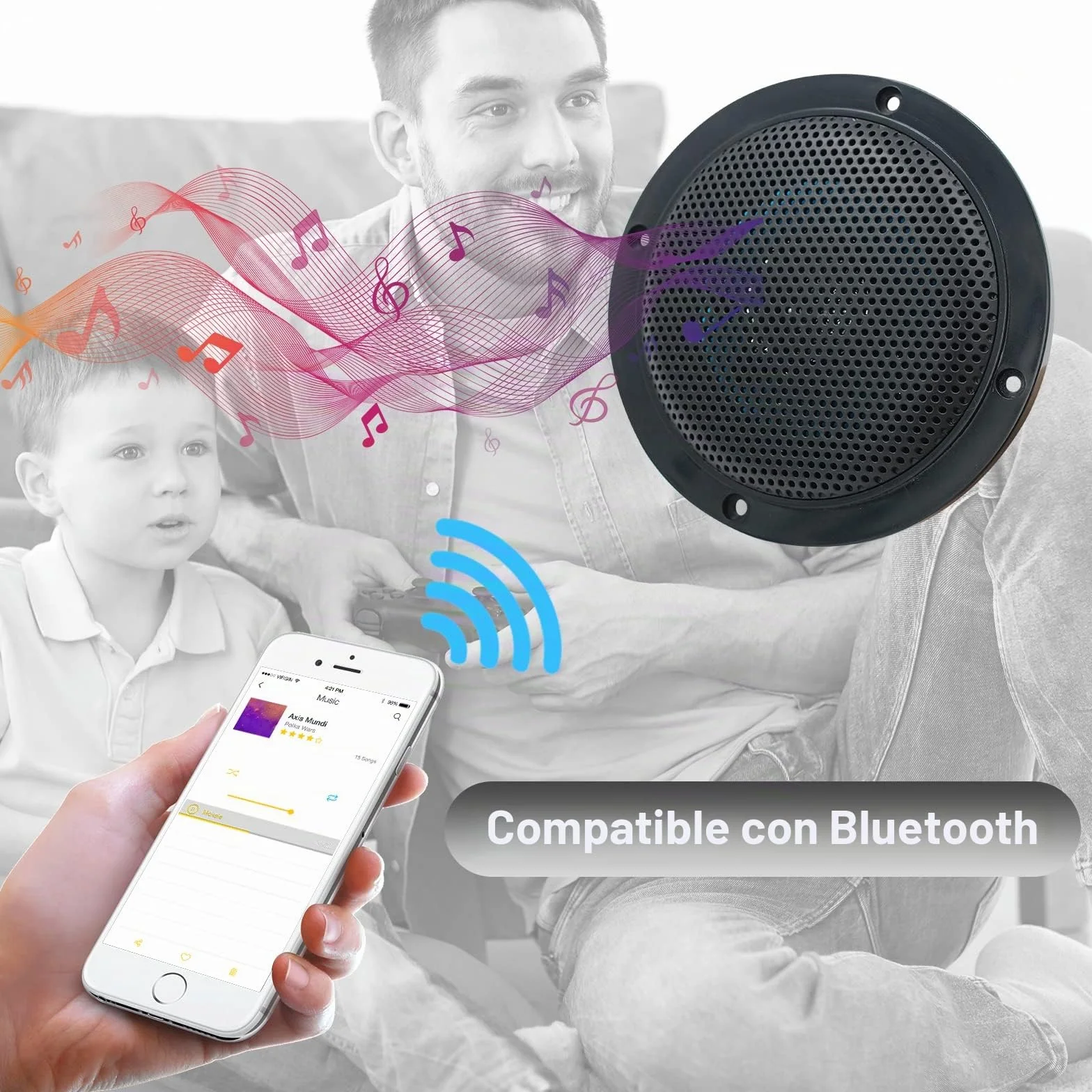 Herdio Kit de Altavoces de Techo con Bluetooth, Amplificador Impermeable