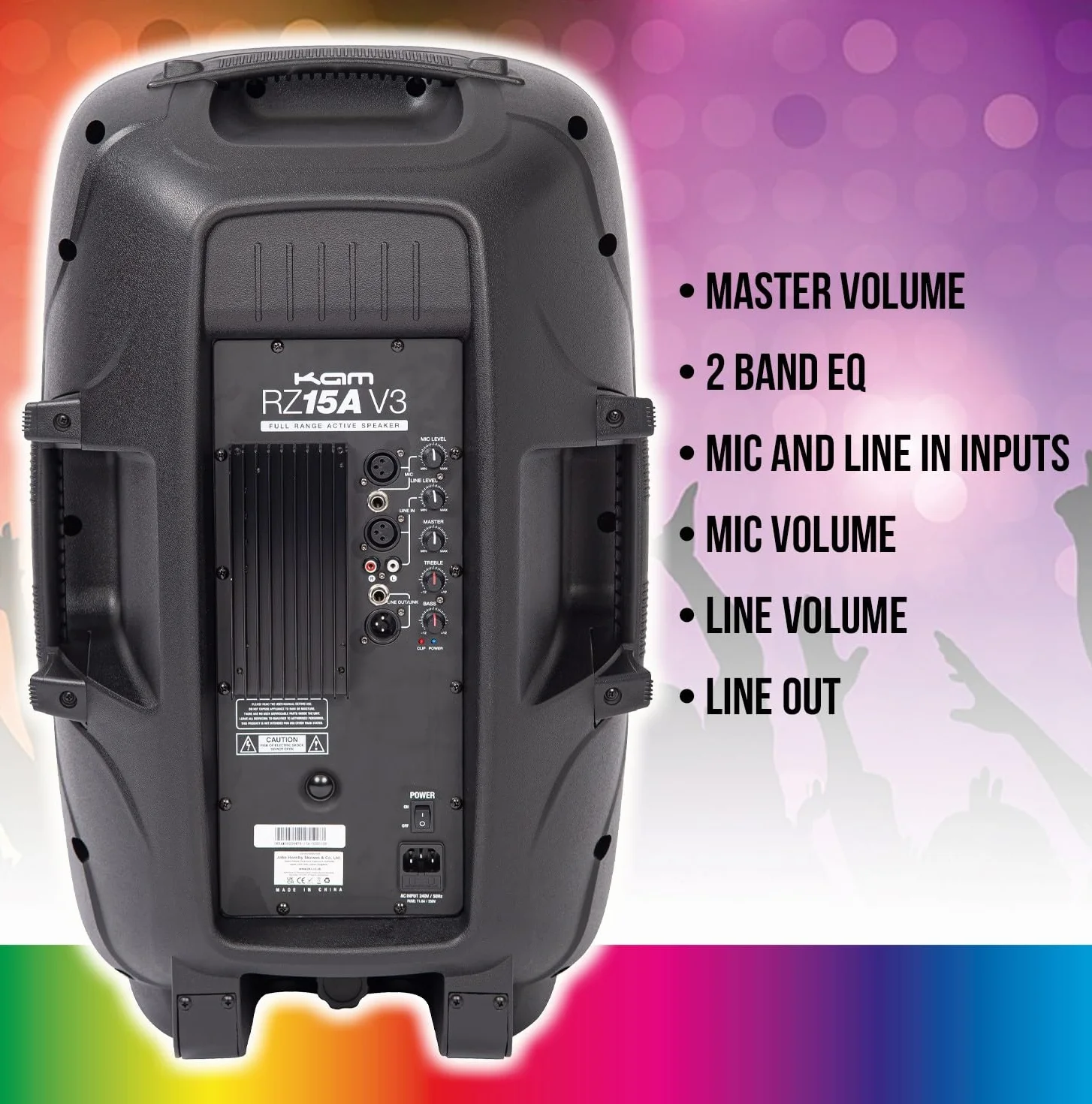 Kam RZ15A V3 - Altavoz activo PA DJ de 1200 W