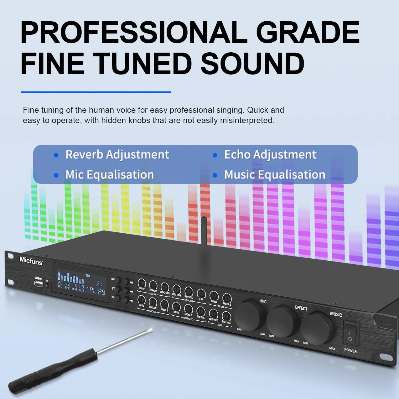 KT900 Digital Pre-etapa Efector Anti-aullido Procesador de Audio Echo USB MP3 Bluetooth Óptico