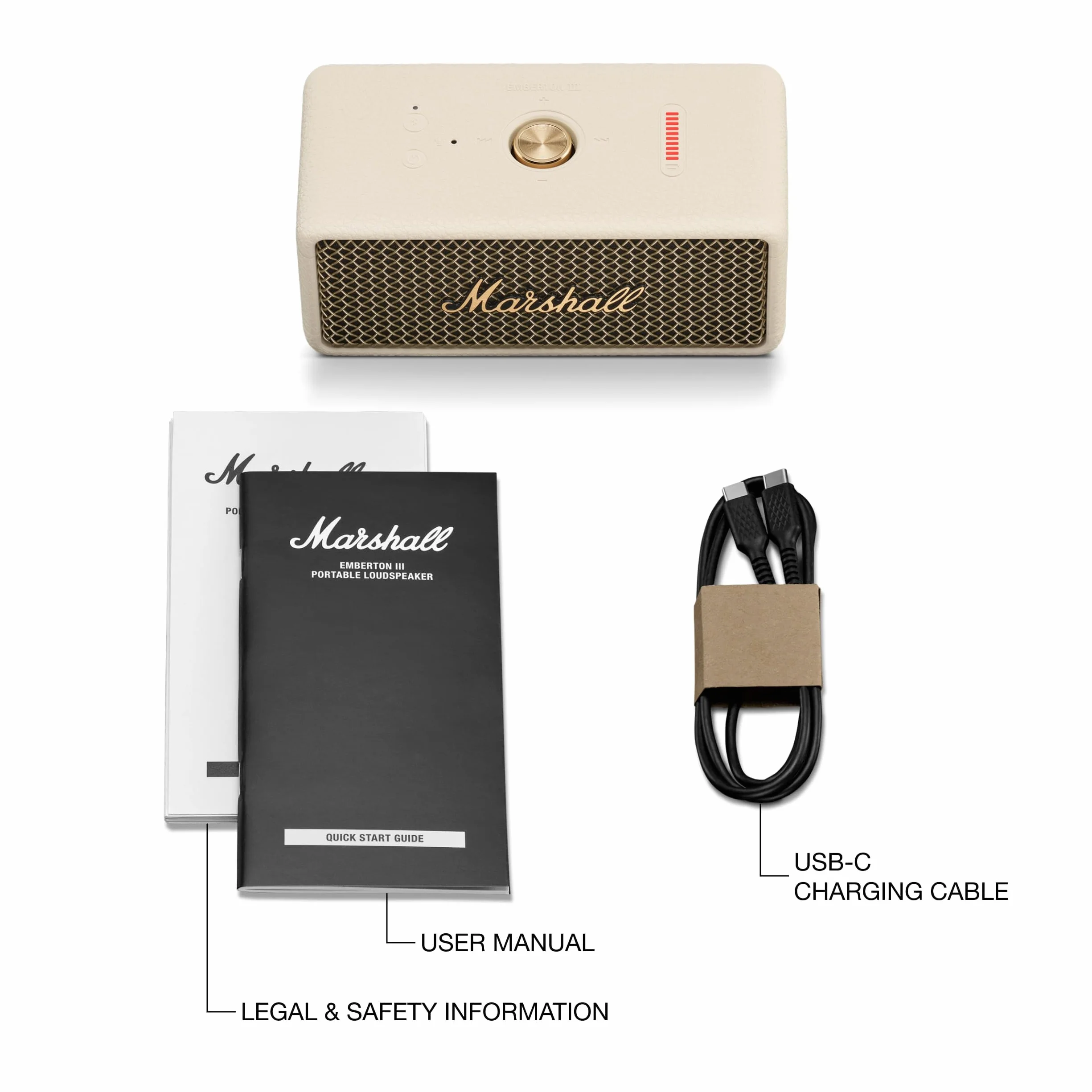 Marshall Emberton III Altavoz Bluetooth portátil IP67 resistente al polvo y agua, 32h reproducción - Crema