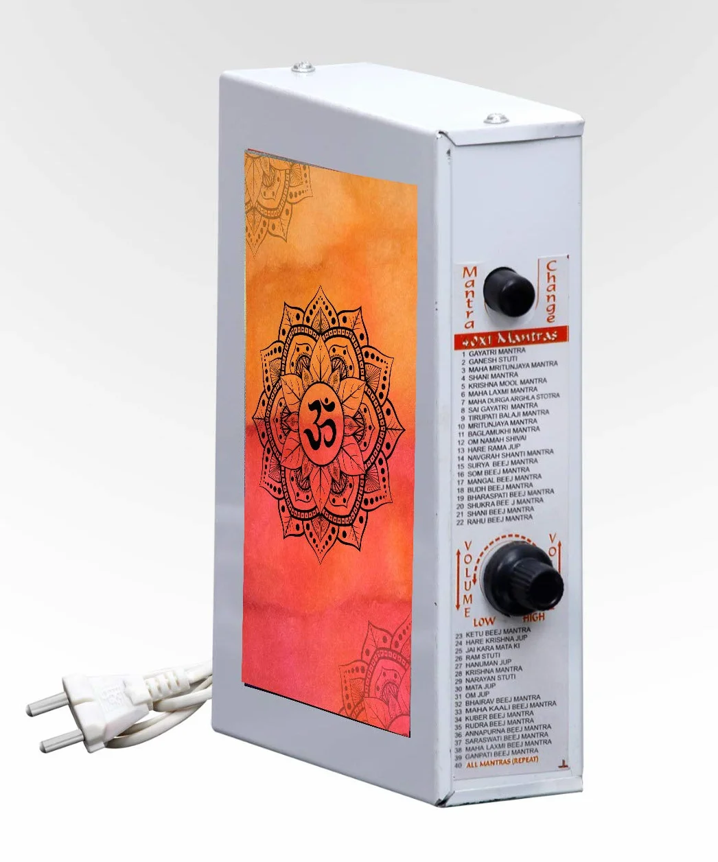 Caja de canto Vaishnav Mantra 80 en 1 para Puja y Meditación-Metal-Acero Gris