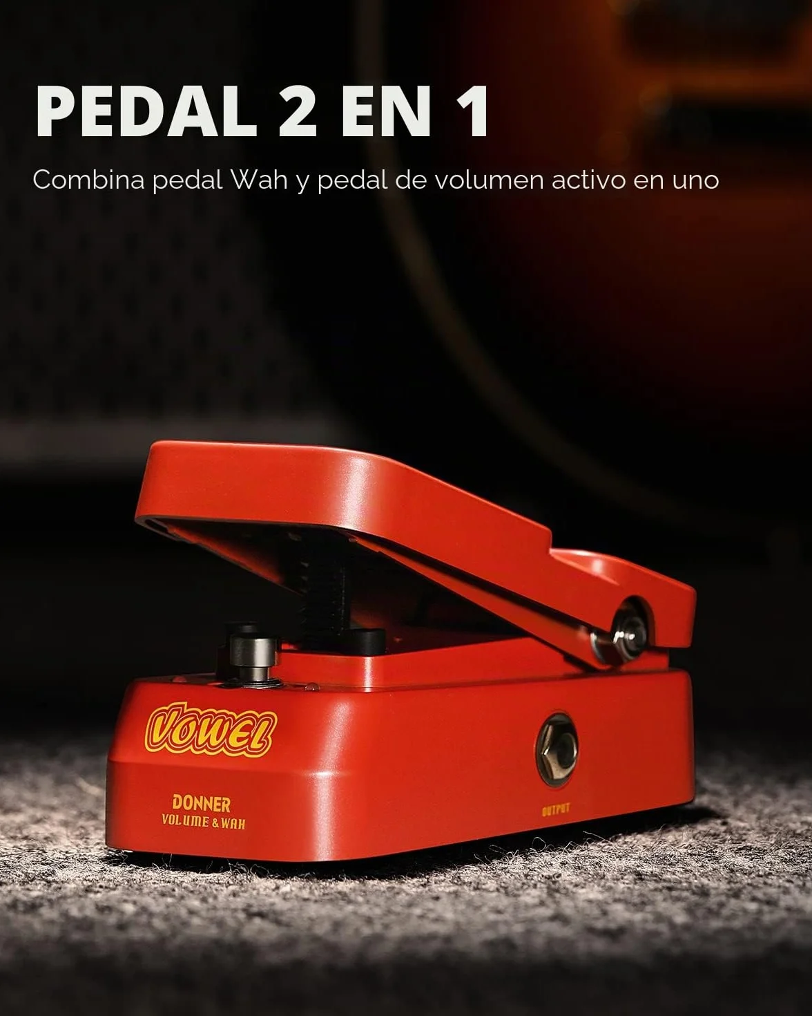 Pedal Wah para guitarra Donner, Pedal de Volumen Wah 2 en 1, Mini pedal de efecto de guitarra eléctrica vintage con control de volumen activo de wah wah, pedal de guitarra ligero