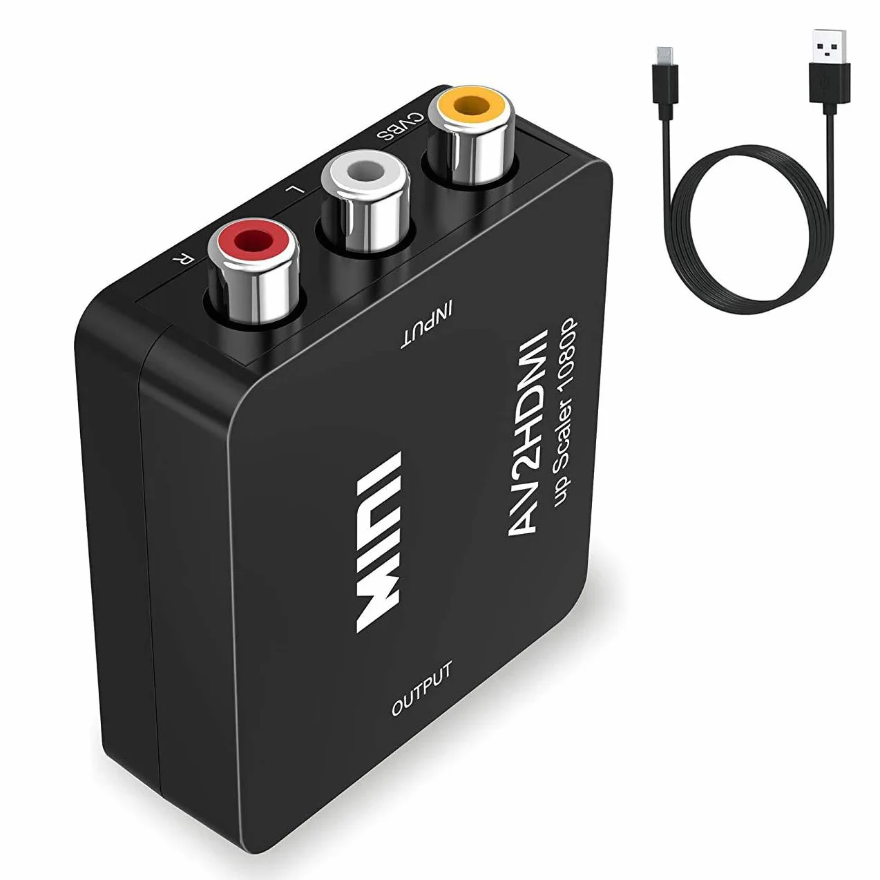 Aweskmod Adaptador Euroconector, RCA A HDMI, para TV, Soporte 1080P con Cable de Alimentación USB para Wii PS2 Gamecube VHS Camara Laptop DVD Proyector